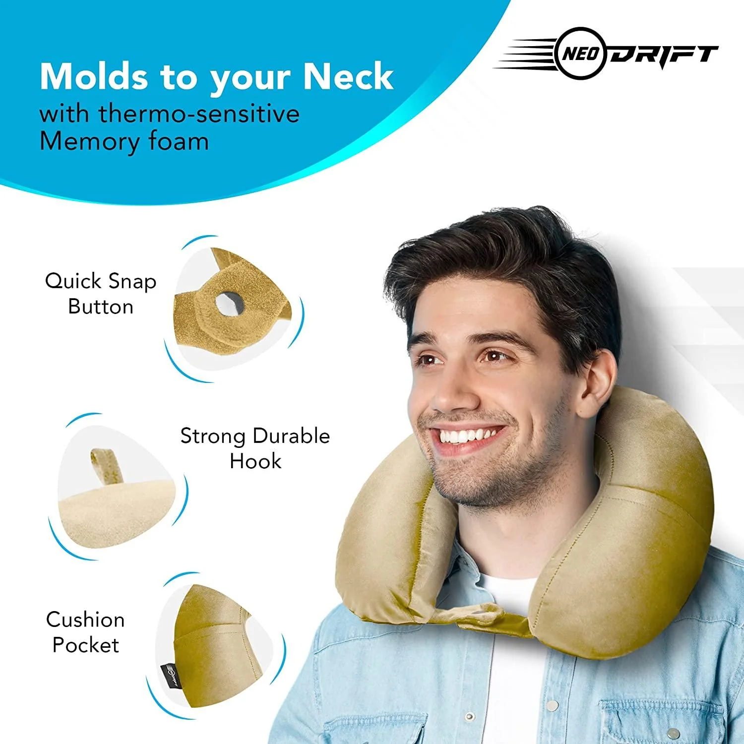 Neodrift Travel Pillow Cushions for Comfortable Sleep & Neck Support (Car, Plane) - Image 10