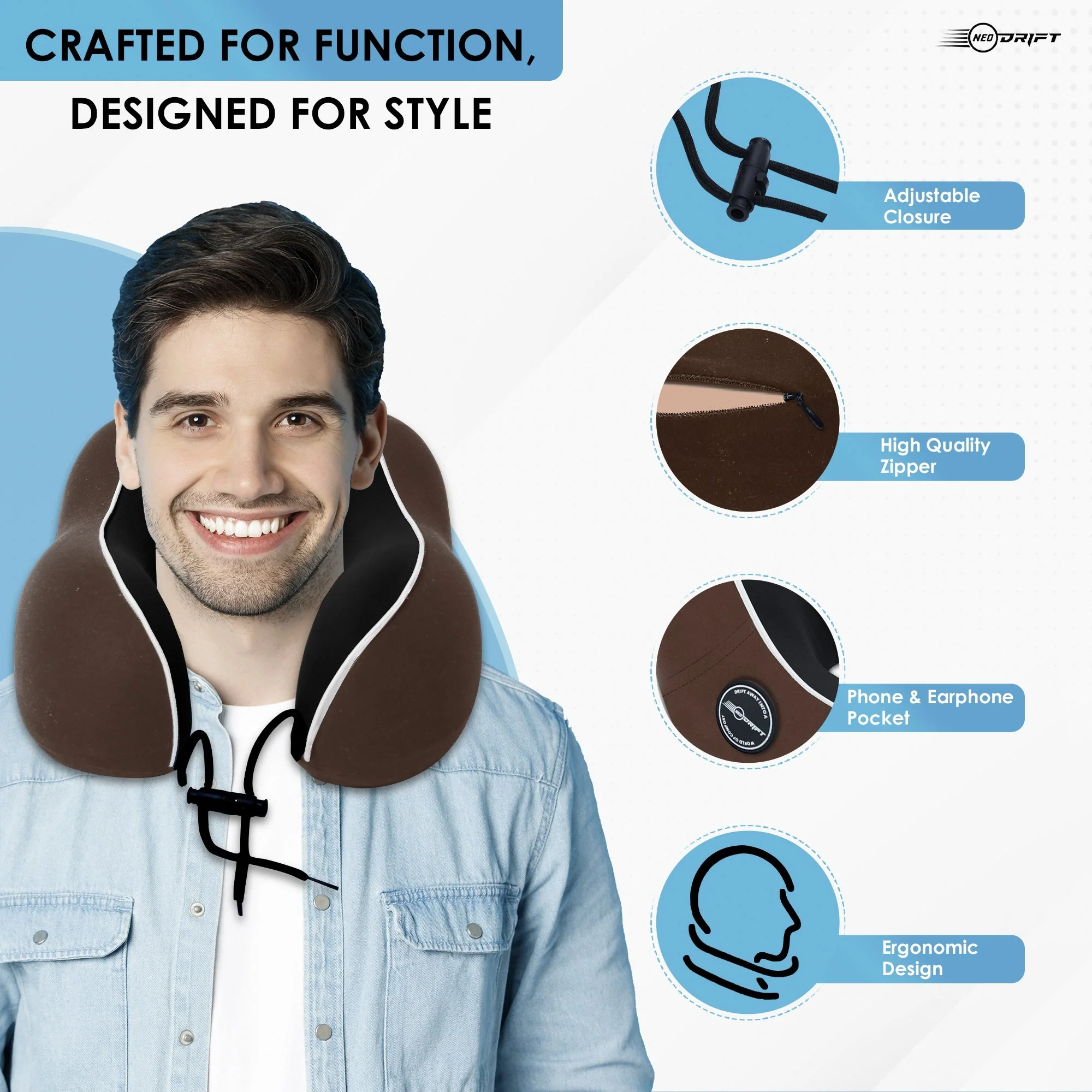 Neodrift Travel Pillow Cushions for Comfortable Sleep & Neck Support (Car, Plane) - Image 101