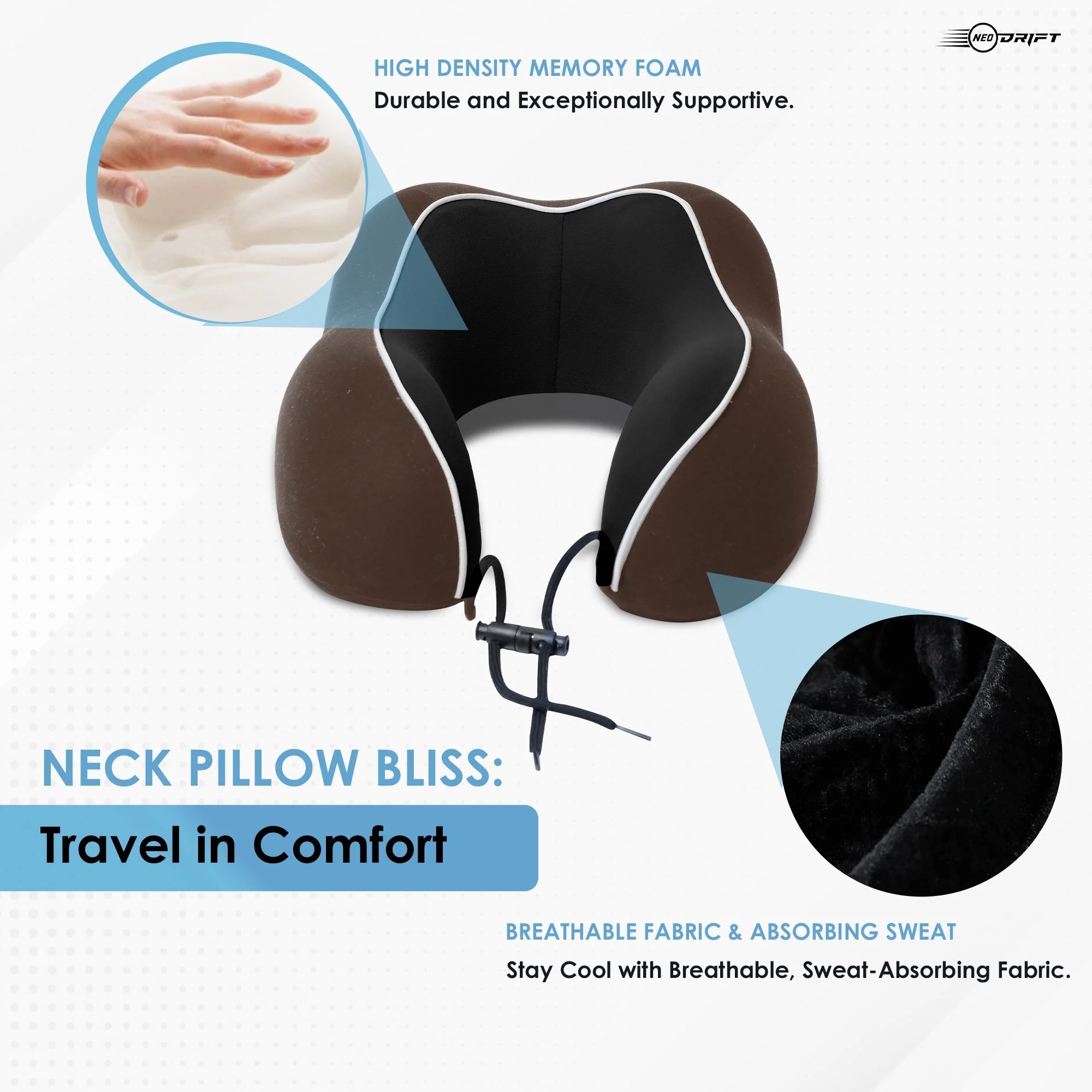 Neodrift Travel Pillow Cushions for Comfortable Sleep & Neck Support (Car, Plane) - Image 102