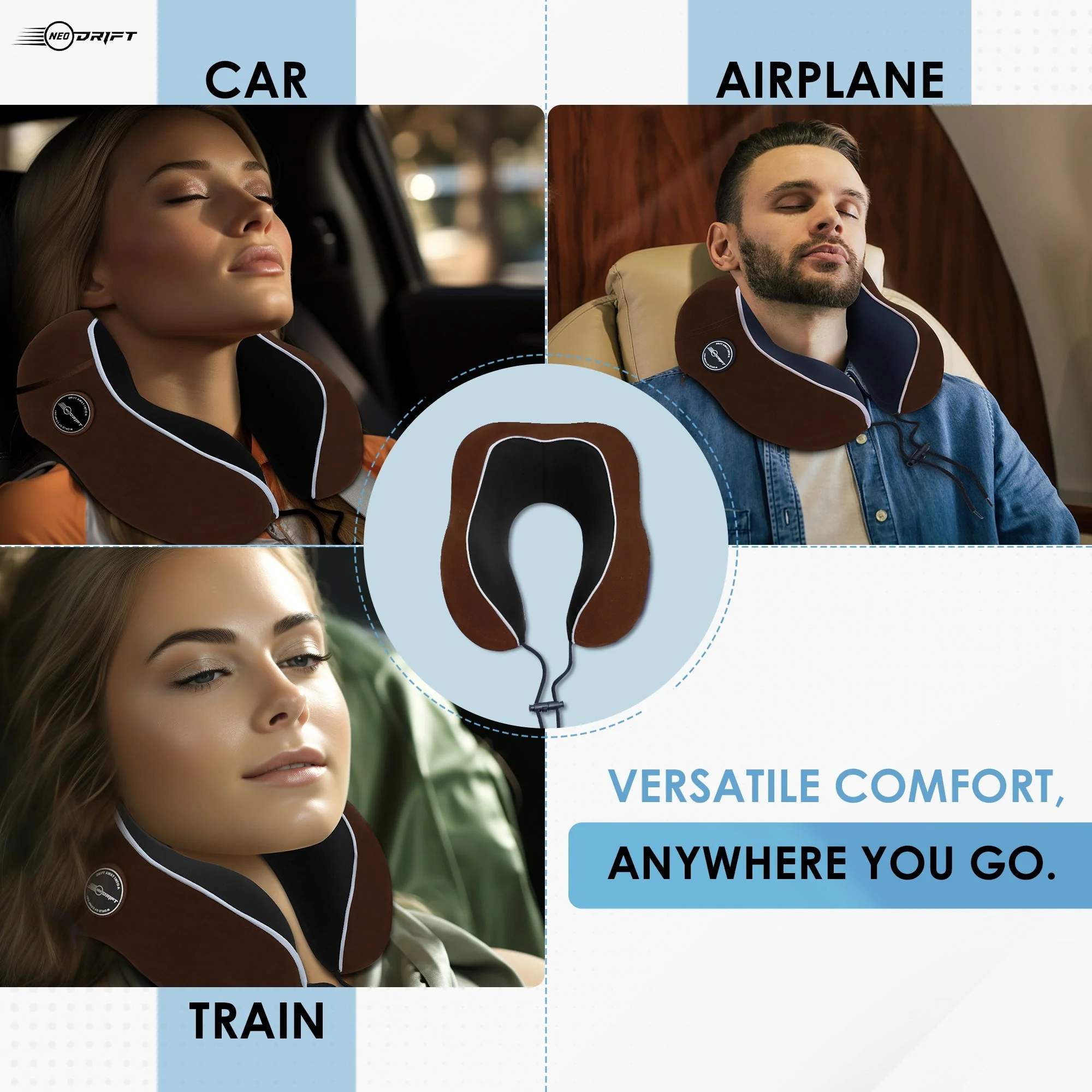 Neodrift Travel Pillow Cushions for Comfortable Sleep & Neck Support (Car, Plane) - Image 103