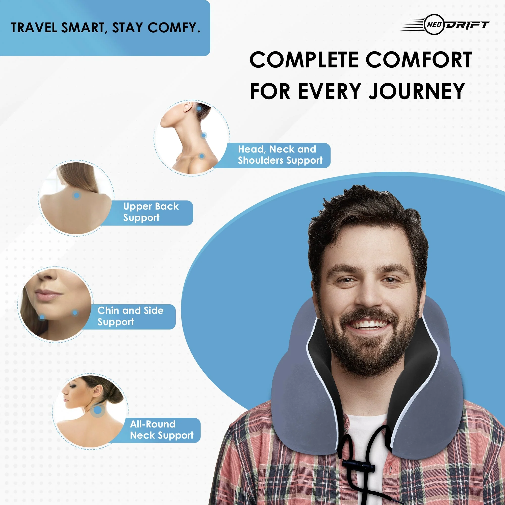 Neodrift Travel Pillow Cushions for Comfortable Sleep & Neck Support (Car, Plane) - Image 105