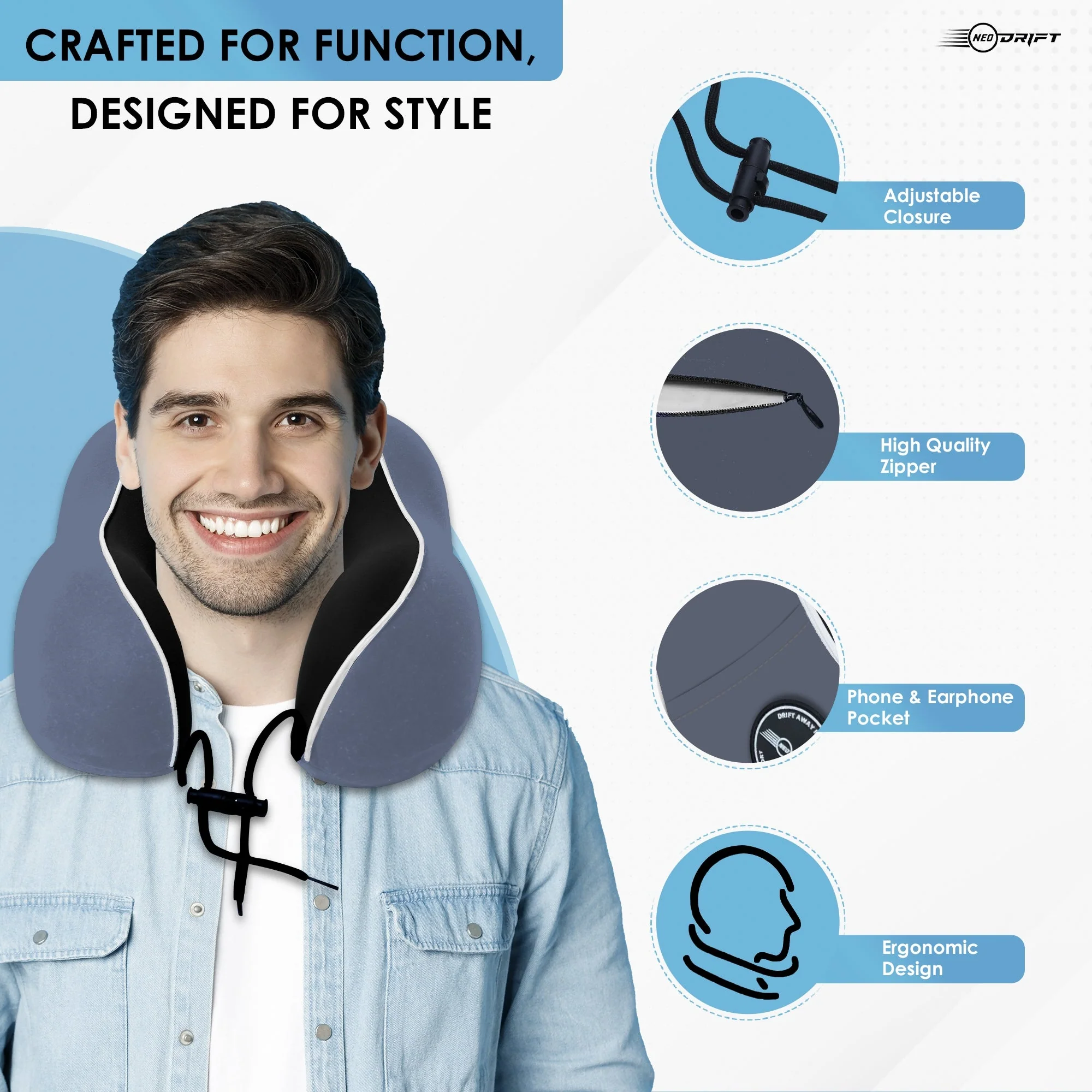 Neodrift Travel Pillow Cushions for Comfortable Sleep & Neck Support (Car, Plane) - Image 106