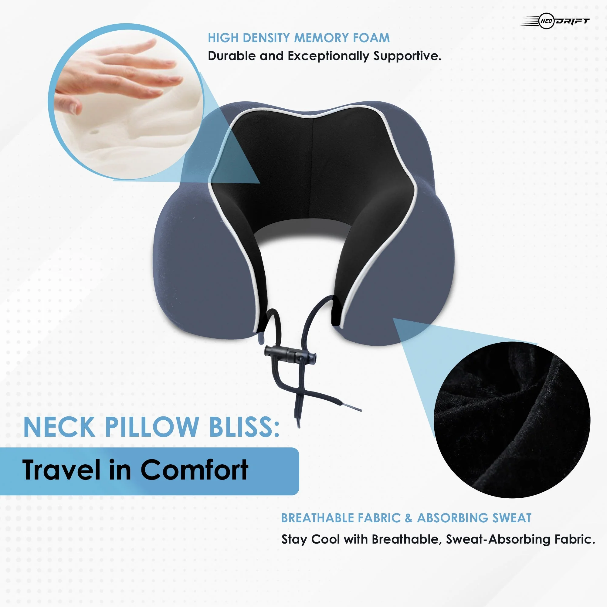 Neodrift Travel Pillow Cushions for Comfortable Sleep & Neck Support (Car, Plane) - Image 107