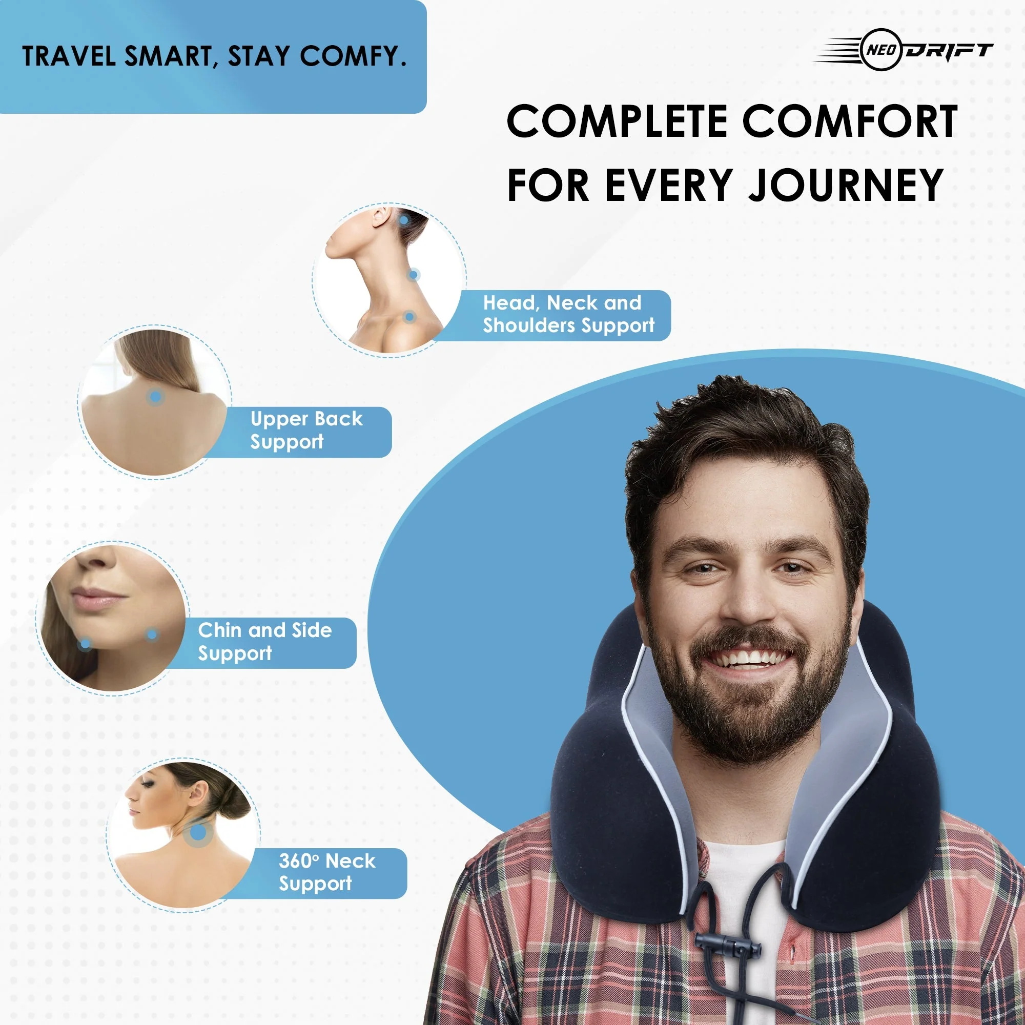 Neodrift Travel Pillow Cushions for Comfortable Sleep & Neck Support (Car, Plane) - Image 110