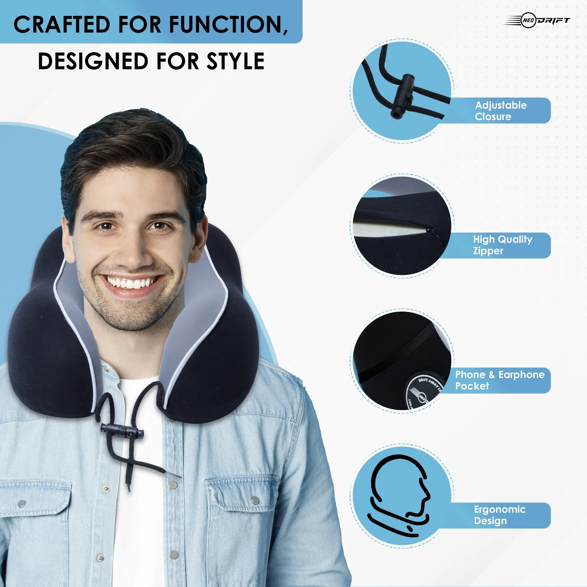 Neodrift Travel Pillow Cushions for Comfortable Sleep & Neck Support (Car, Plane) - Image 111