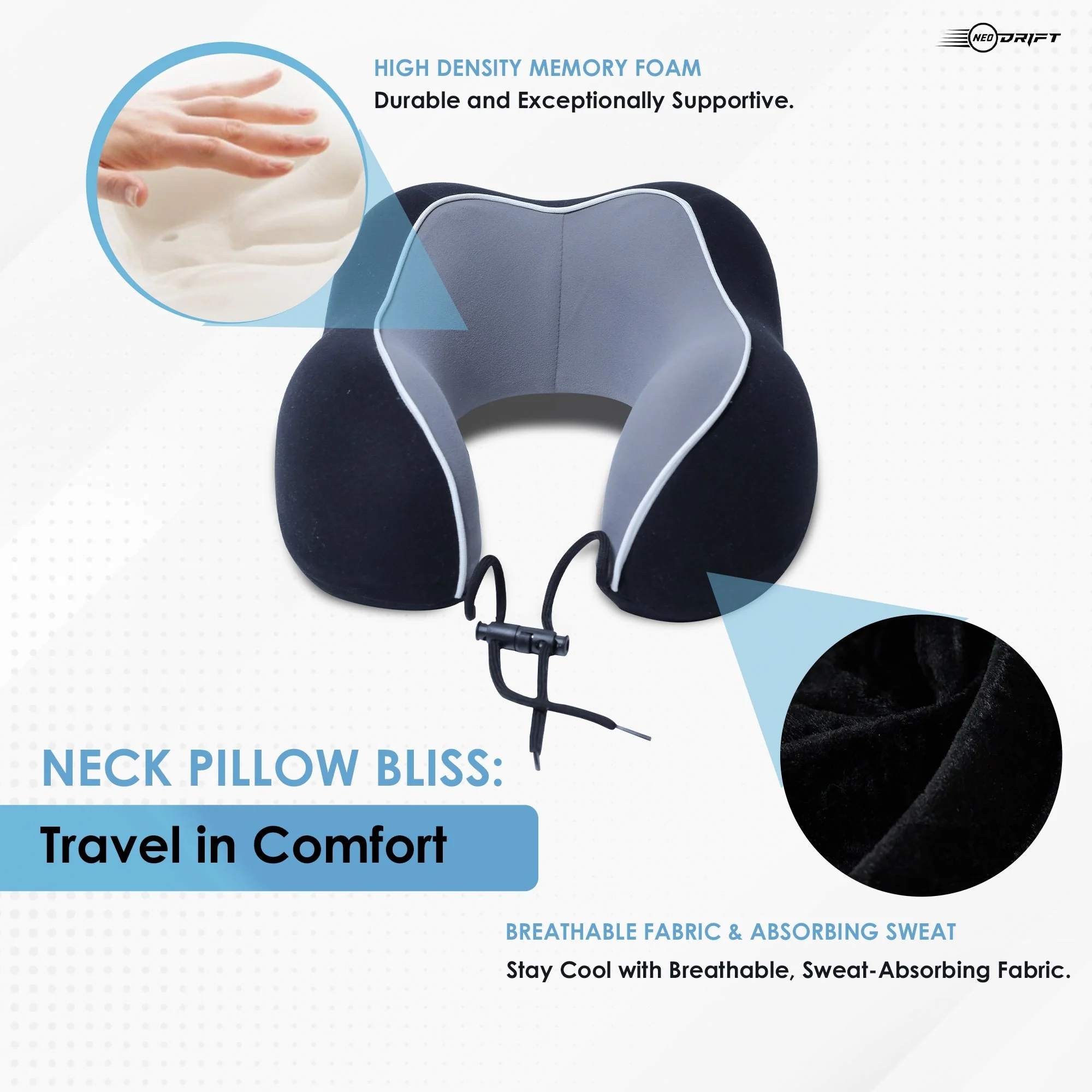 Neodrift Travel Pillow Cushions for Comfortable Sleep & Neck Support (Car, Plane) - Image 112