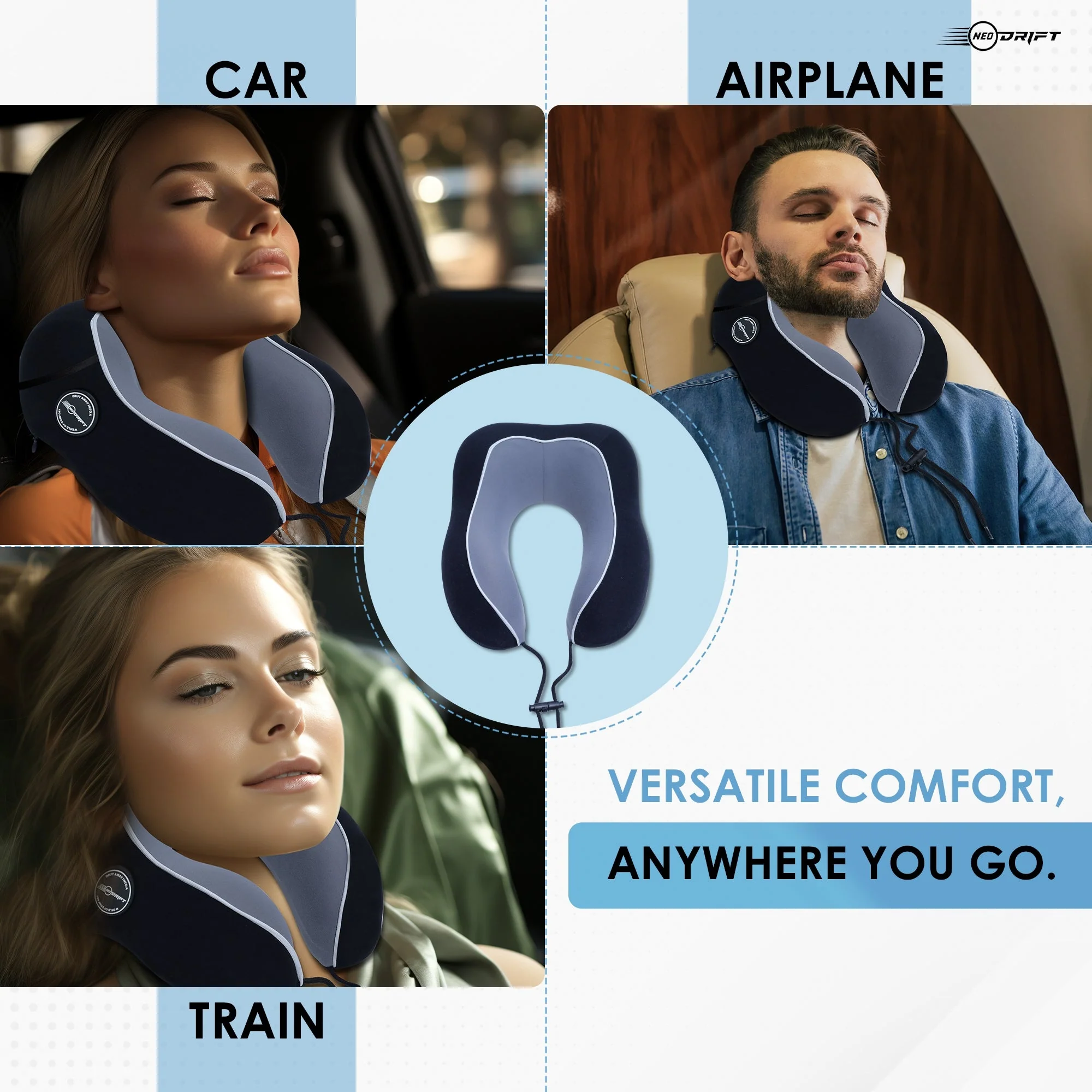 Neodrift Travel Pillow Cushions for Comfortable Sleep & Neck Support (Car, Plane) - Image 113