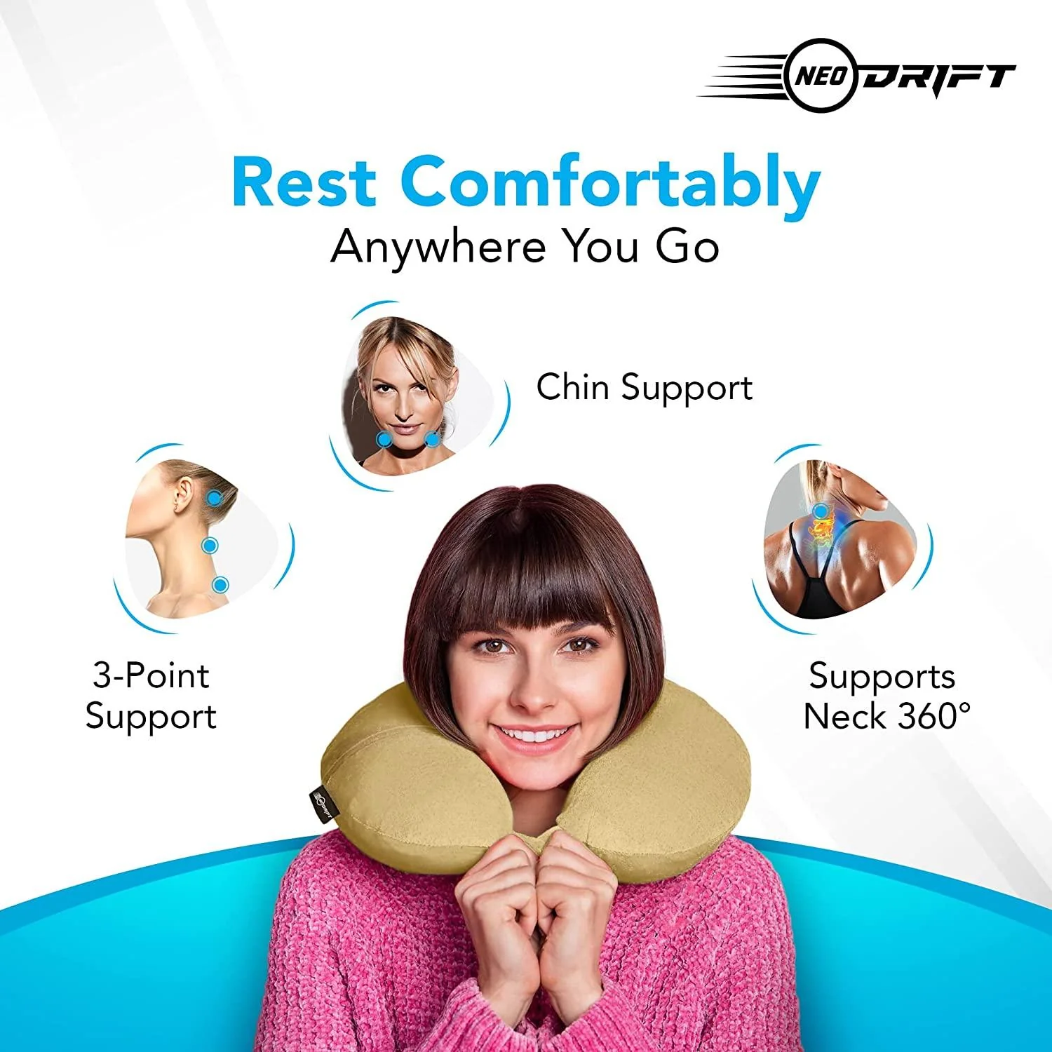 Neodrift Travel Pillow Cushions for Comfortable Sleep & Neck Support (Car, Plane) - Image 15