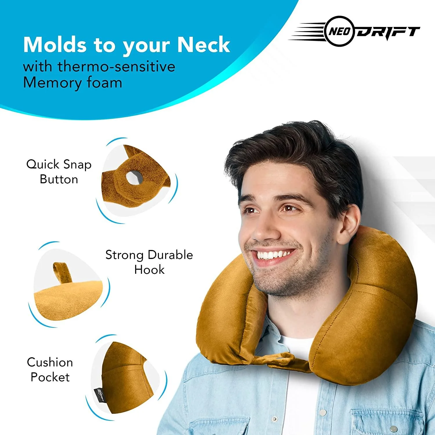 Neodrift Travel Pillow Cushions for Comfortable Sleep & Neck Support (Car, Plane) - Image 17