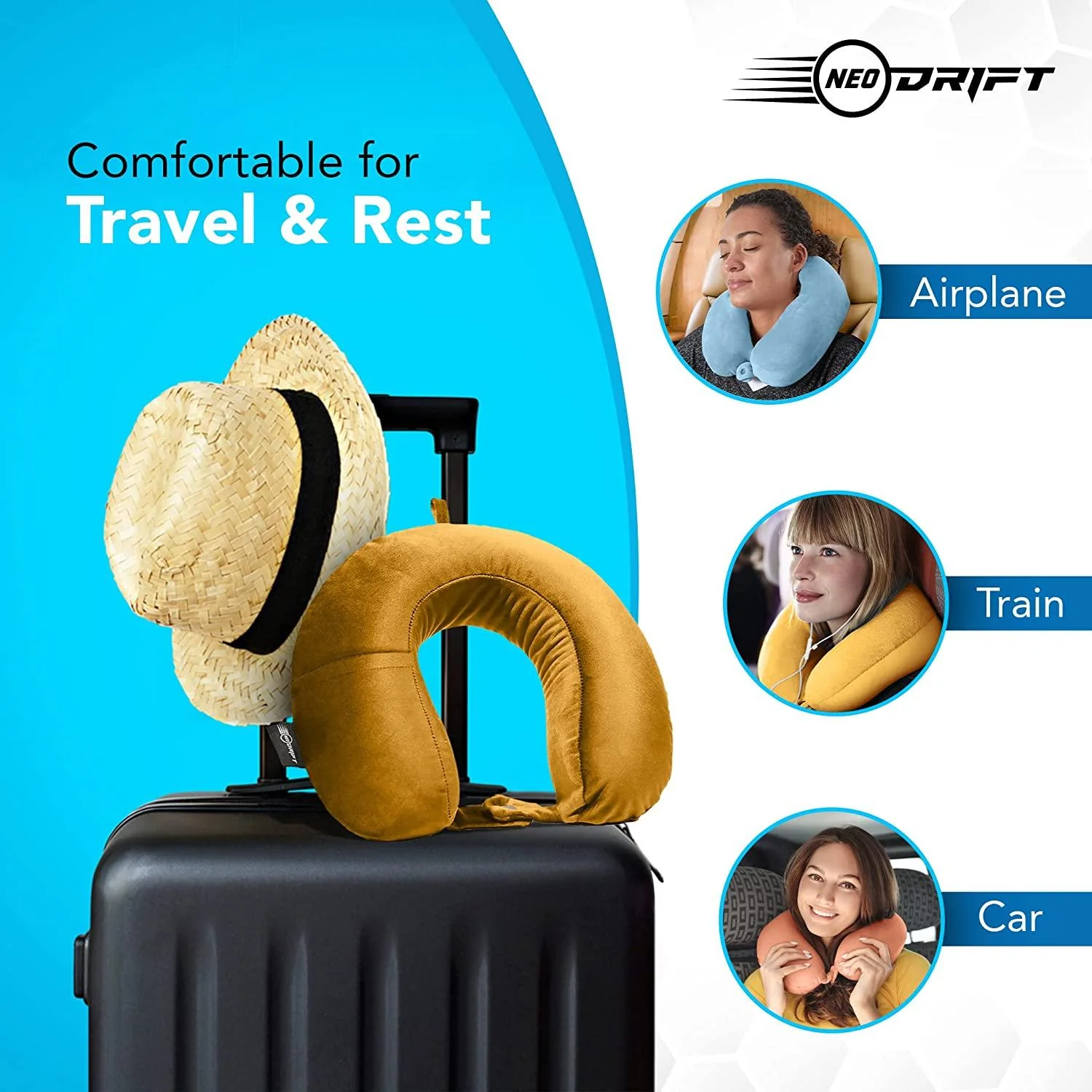 Neodrift Travel Pillow Cushions for Comfortable Sleep & Neck Support (Car, Plane) - Image 18
