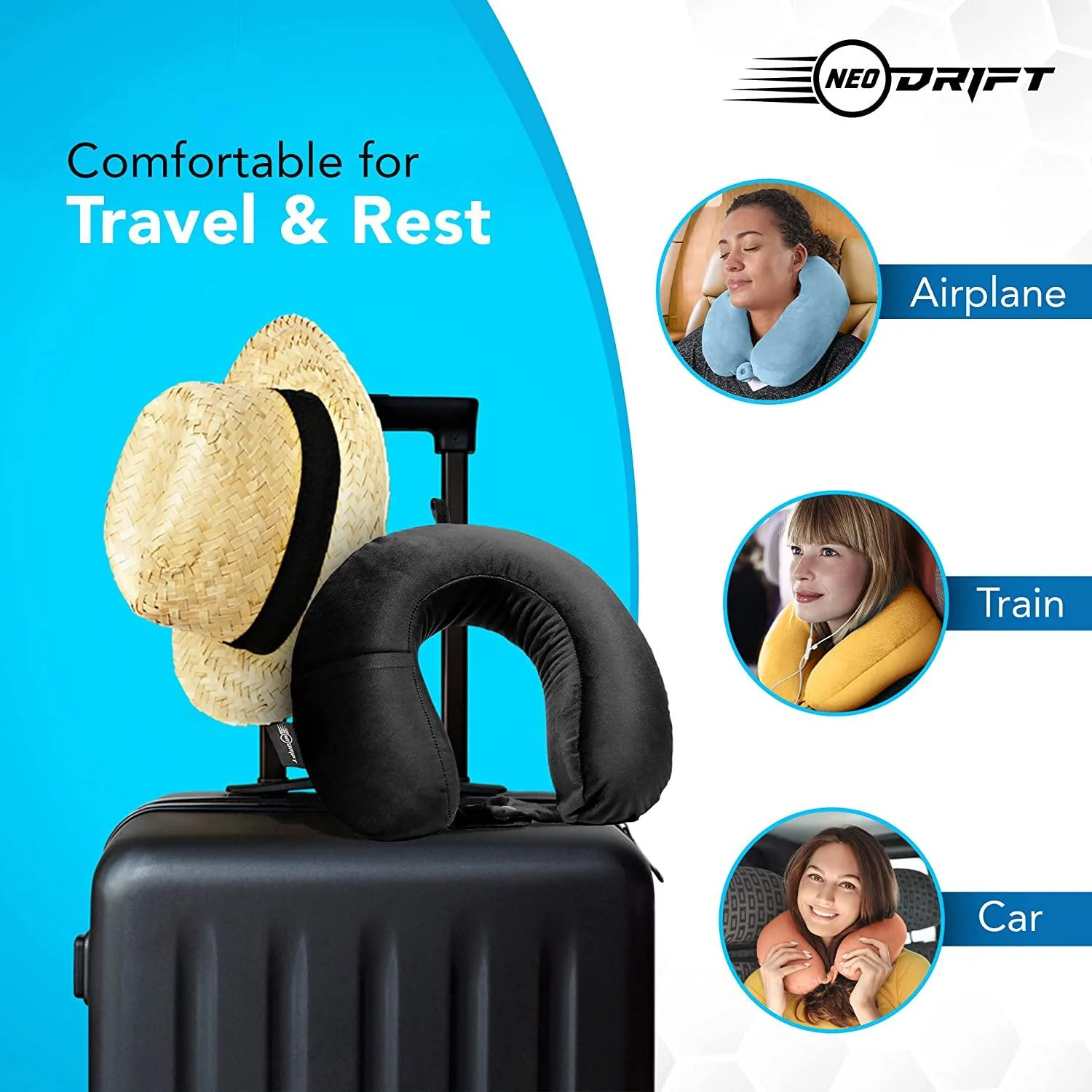 Neodrift Travel Pillow Cushions for Comfortable Sleep & Neck Support (Car, Plane) - Image 23