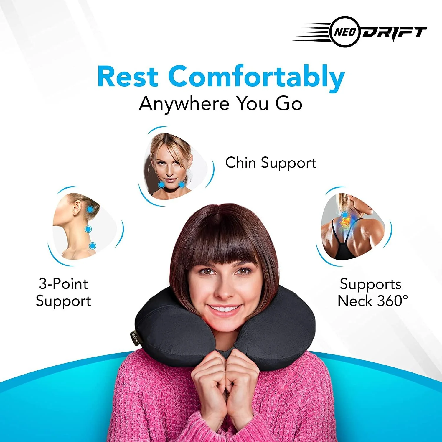 Neodrift Travel Pillow Cushions for Comfortable Sleep & Neck Support (Car, Plane) - Image 26