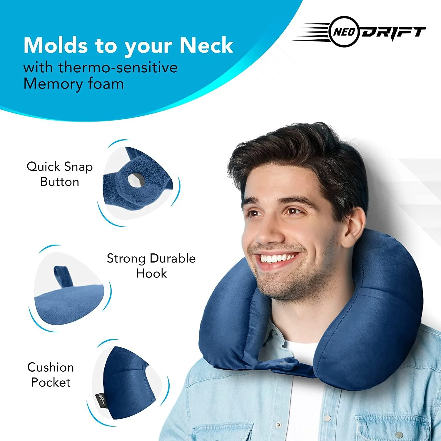 Neodrift Travel Pillow Cushions for Comfortable Sleep & Neck Support (Car, Plane) - Image 30