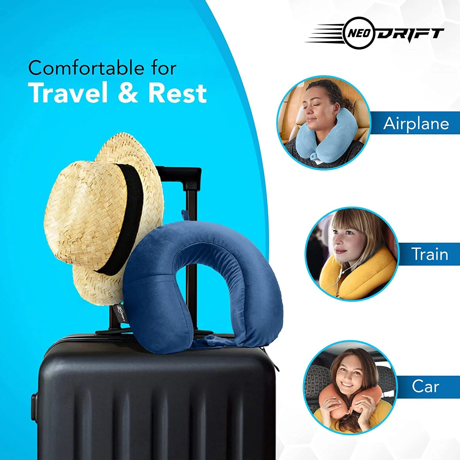 Neodrift Travel Pillow Cushions for Comfortable Sleep & Neck Support (Car, Plane) - Image 31