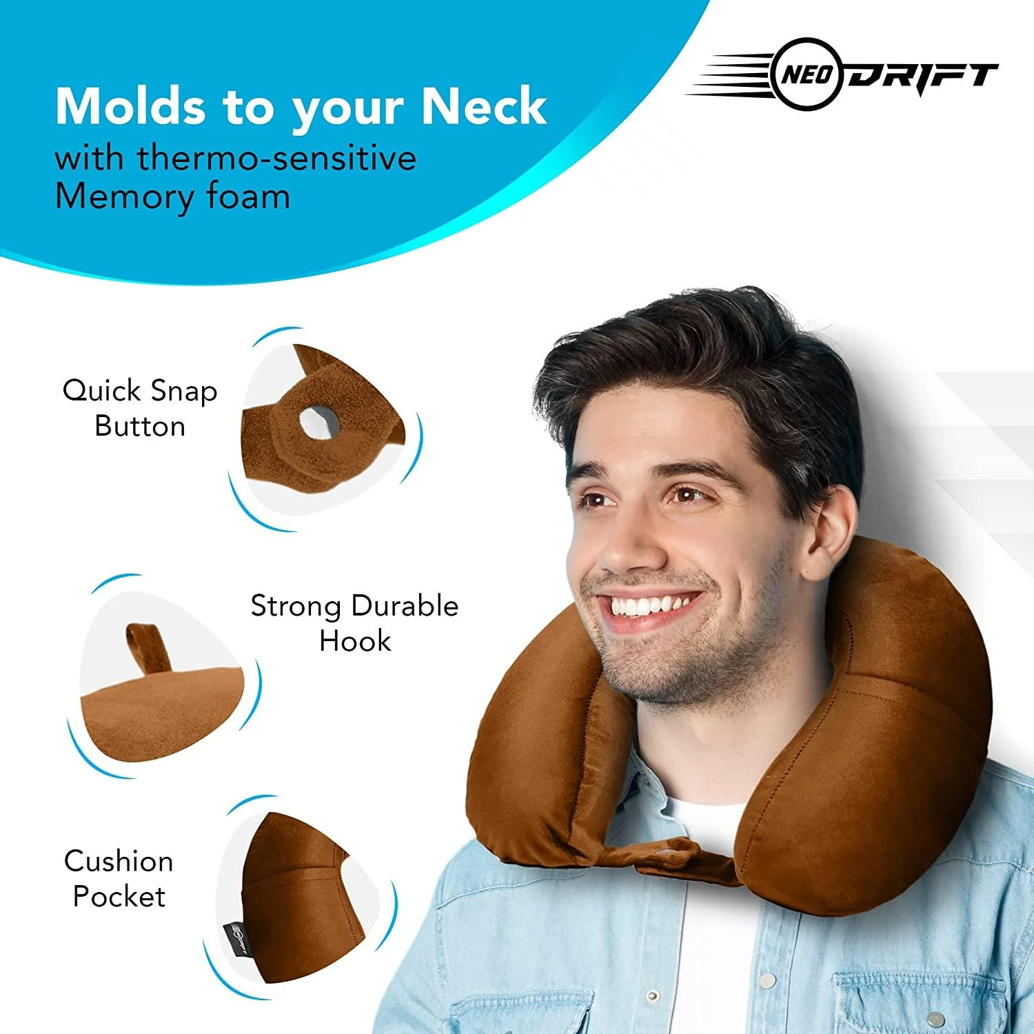Neodrift Travel Pillow Cushions for Comfortable Sleep & Neck Support (Car, Plane) - Image 36
