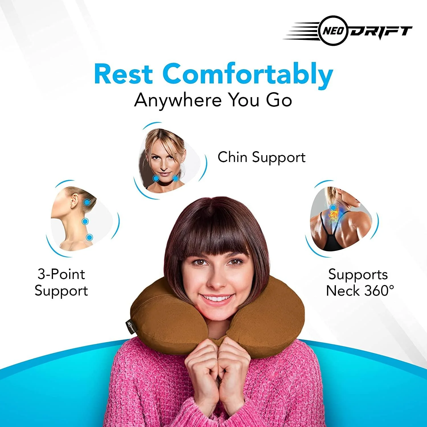 Neodrift Travel Pillow Cushions for Comfortable Sleep & Neck Support (Car, Plane) - Image 37