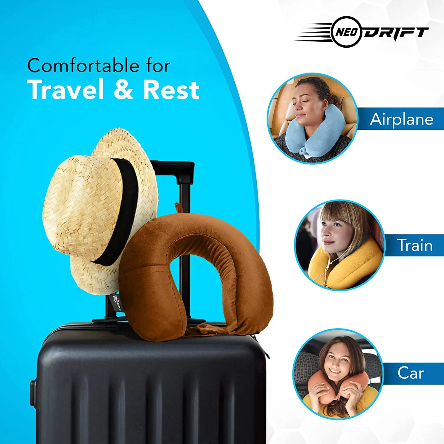 Neodrift Travel Pillow Cushions for Comfortable Sleep & Neck Support (Car, Plane) - Image 38