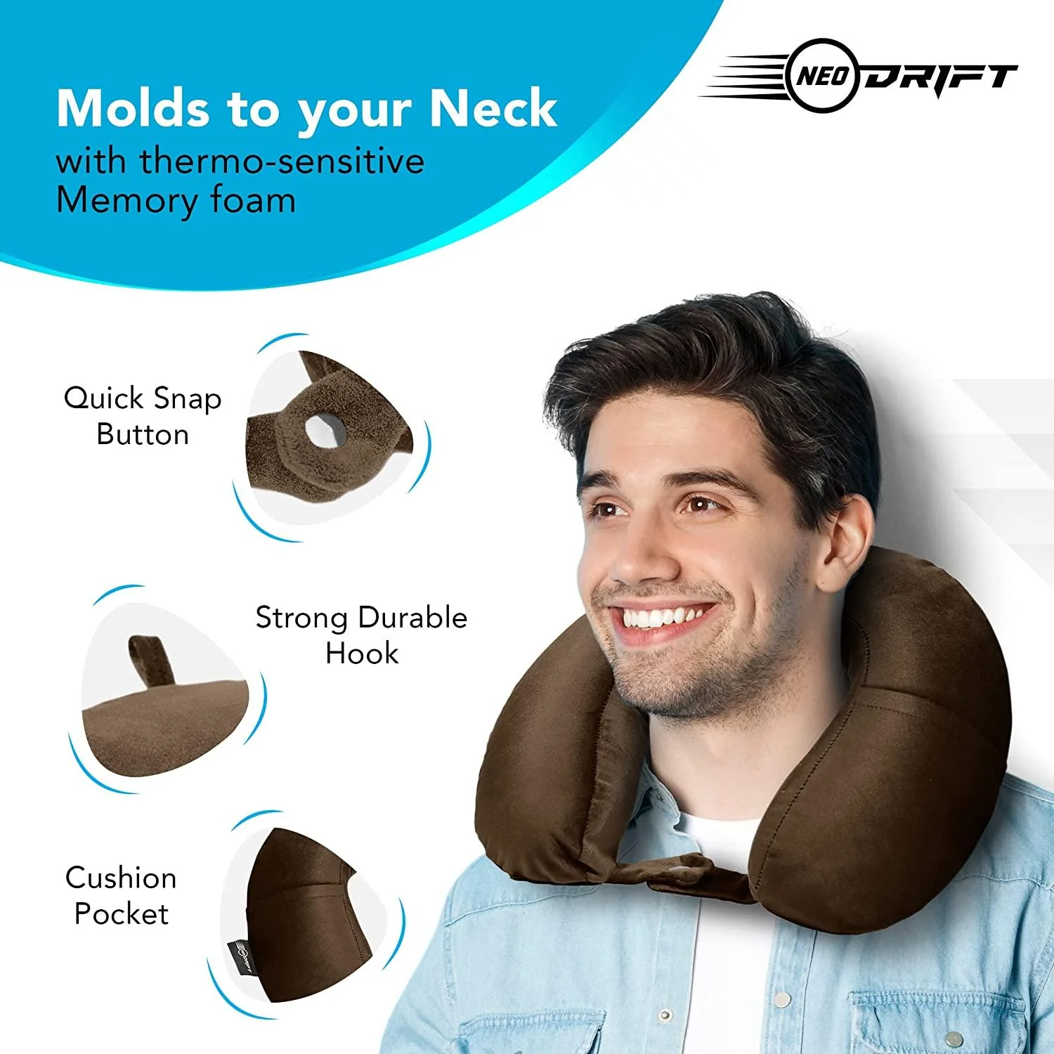 Neodrift Travel Pillow Cushions for Comfortable Sleep & Neck Support (Car, Plane) - Image 44