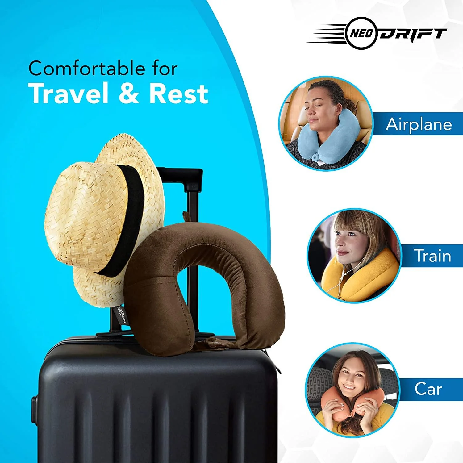 Neodrift Travel Pillow Cushions for Comfortable Sleep & Neck Support (Car, Plane) - Image 45