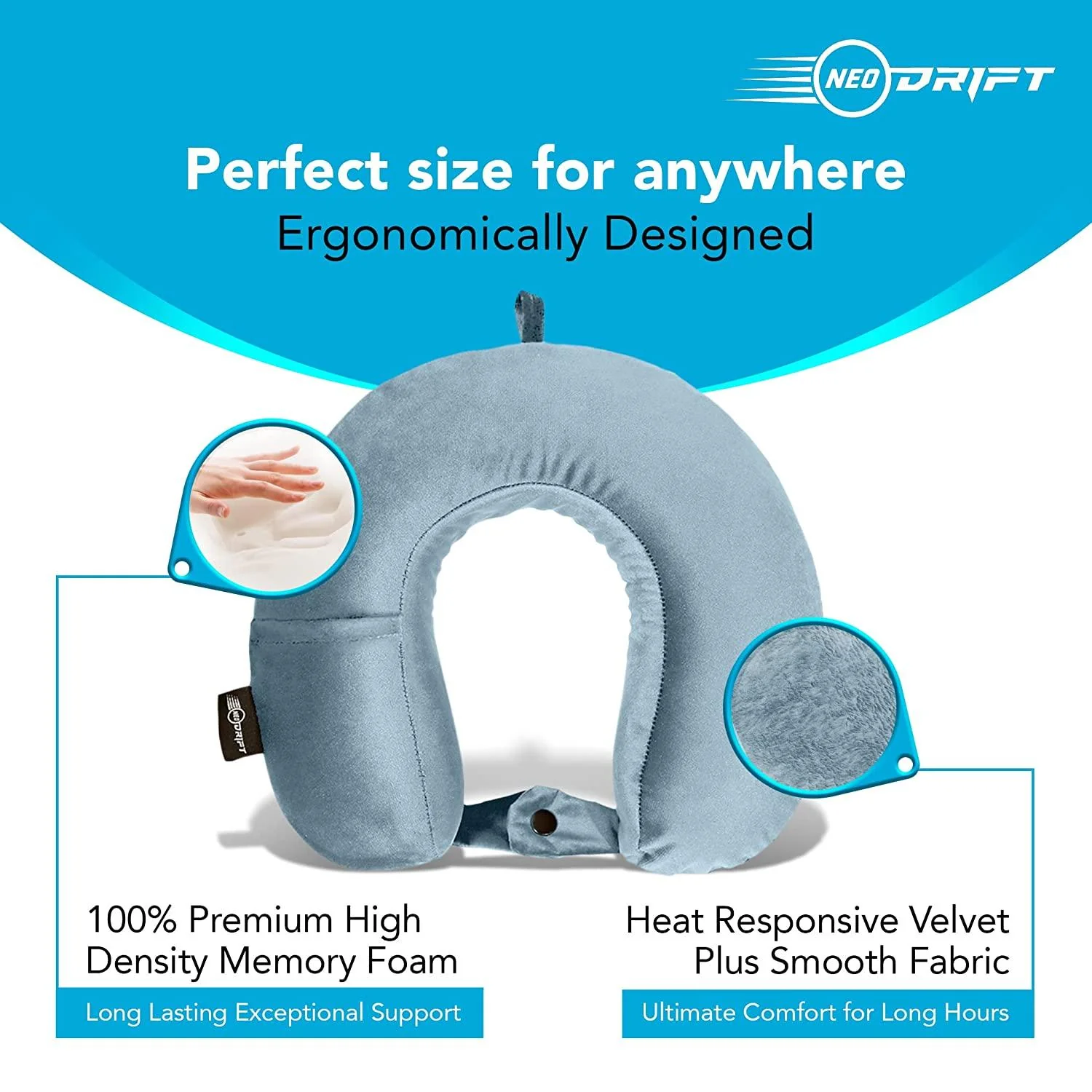 Neodrift Travel Pillow Cushions for Comfortable Sleep & Neck Support (Car, Plane) - Image 5