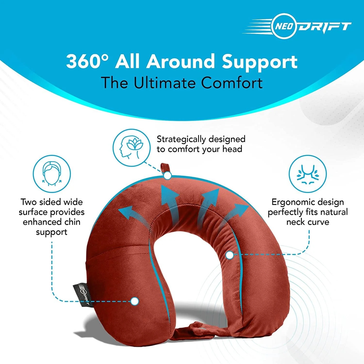 Neodrift Travel Pillow Cushions for Comfortable Sleep & Neck Support (Car, Plane) - Image 52