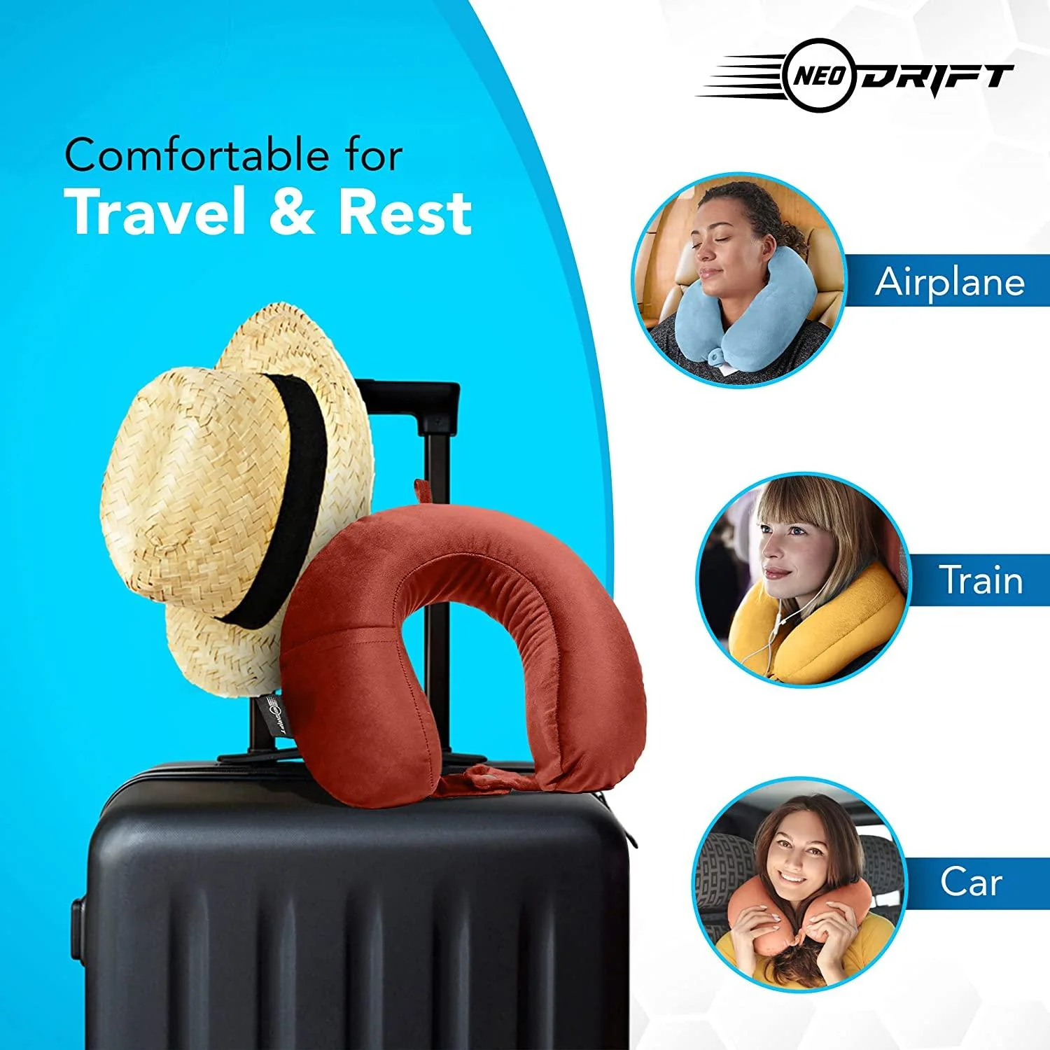 Neodrift Travel Pillow Cushions for Comfortable Sleep & Neck Support (Car, Plane) - Image 55
