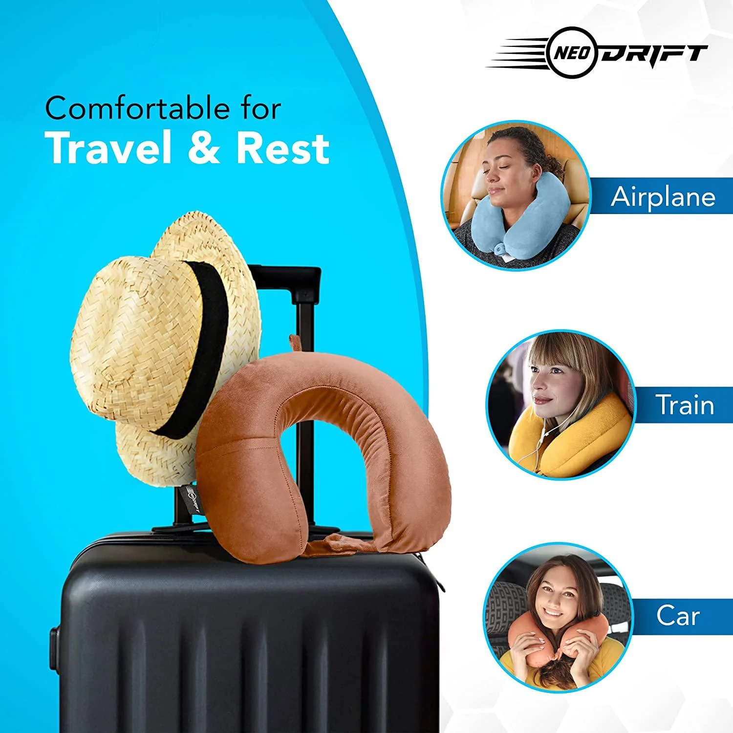 Neodrift Travel Pillow Cushions for Comfortable Sleep & Neck Support (Car, Plane) - Image 60
