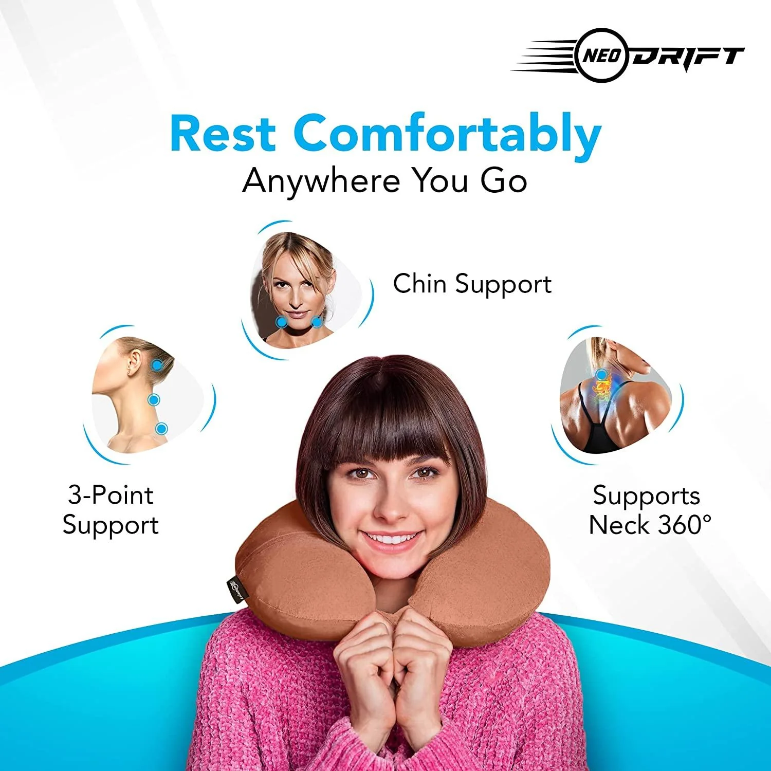 Neodrift Travel Pillow Cushions for Comfortable Sleep & Neck Support (Car, Plane) - Image 62