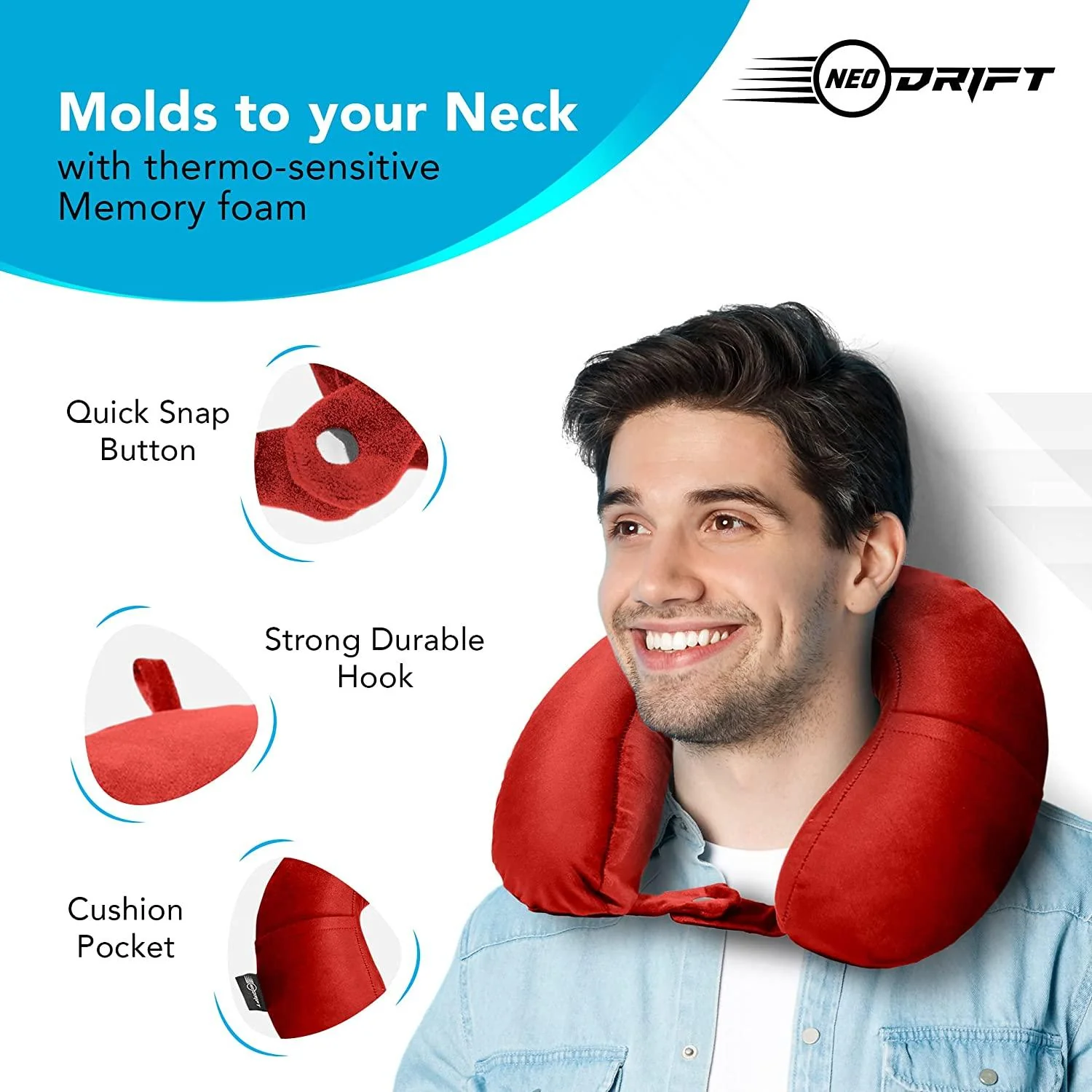 Neodrift Travel Pillow Cushions for Comfortable Sleep & Neck Support (Car, Plane) - Image 64