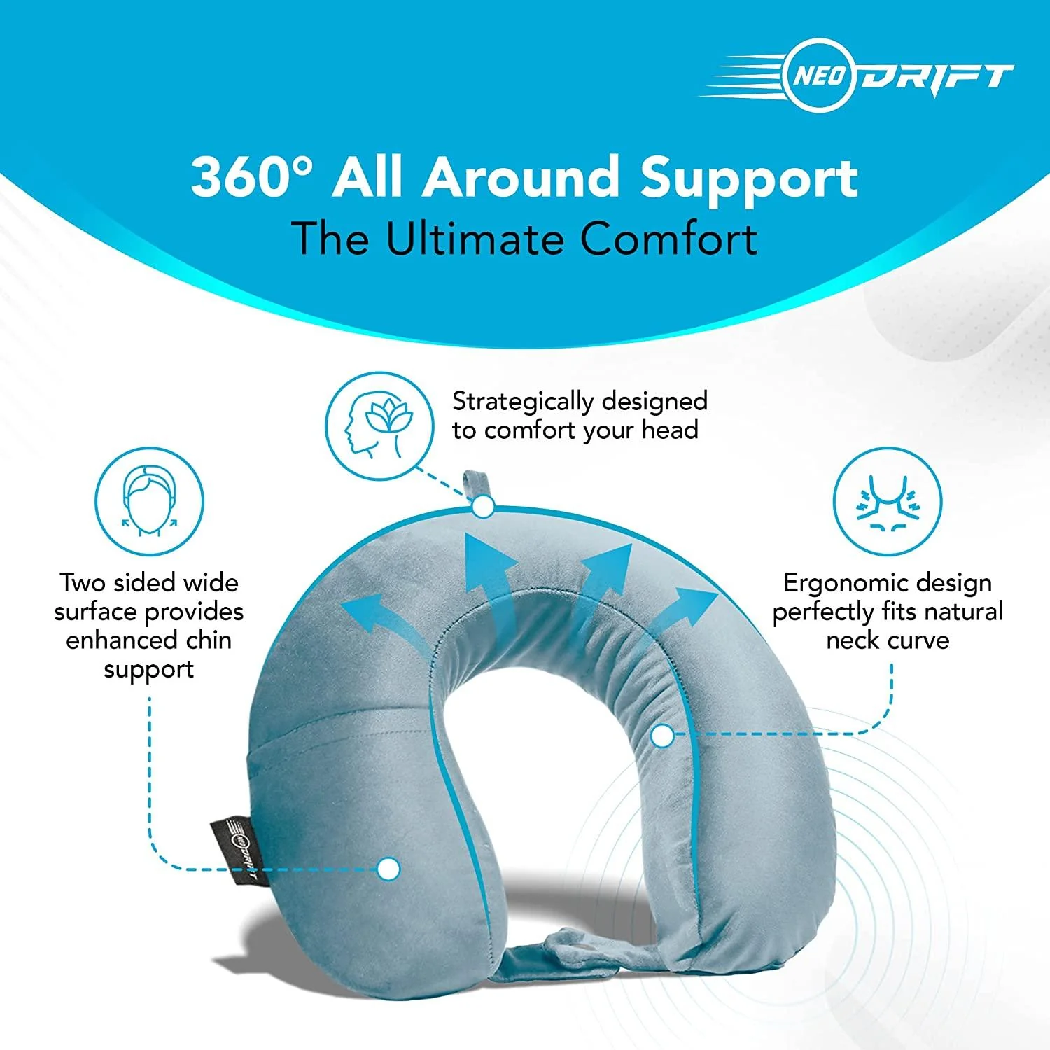 Neodrift Travel Pillow Cushions for Comfortable Sleep & Neck Support (Car, Plane) - Image 69