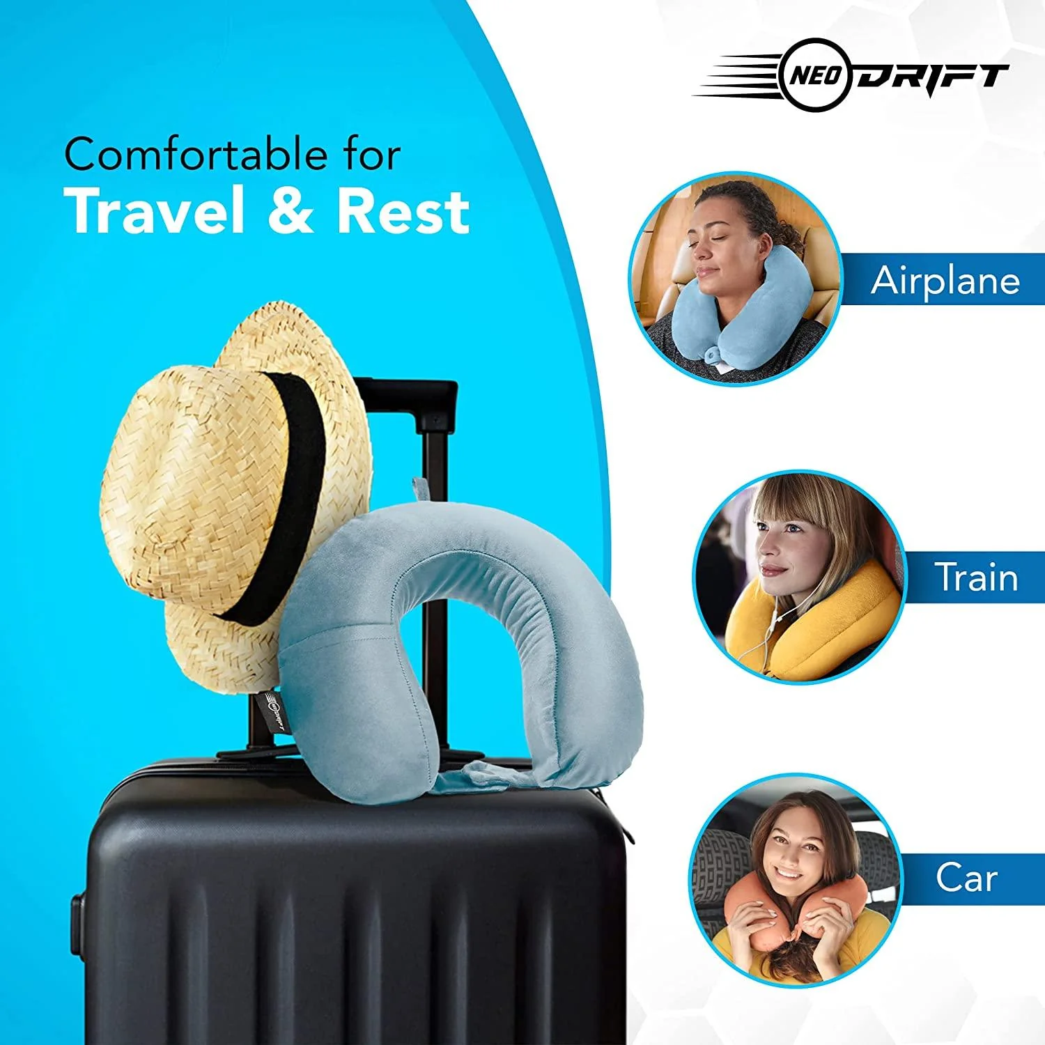 Neodrift Travel Pillow Cushions for Comfortable Sleep & Neck Support (Car, Plane) - Image 71