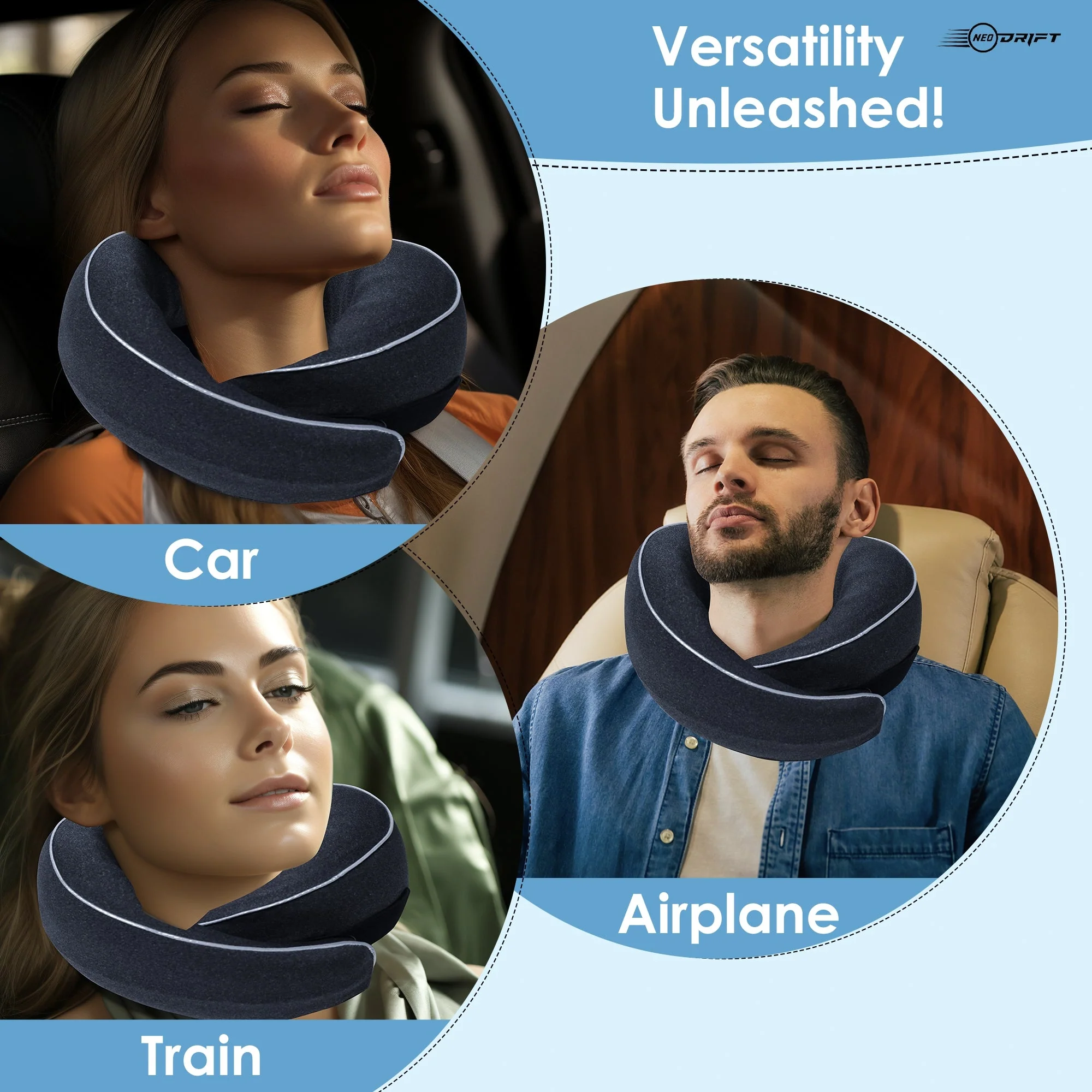 Neodrift Travel Pillow Cushions for Comfortable Sleep & Neck Support (Car, Plane) - Image 84
