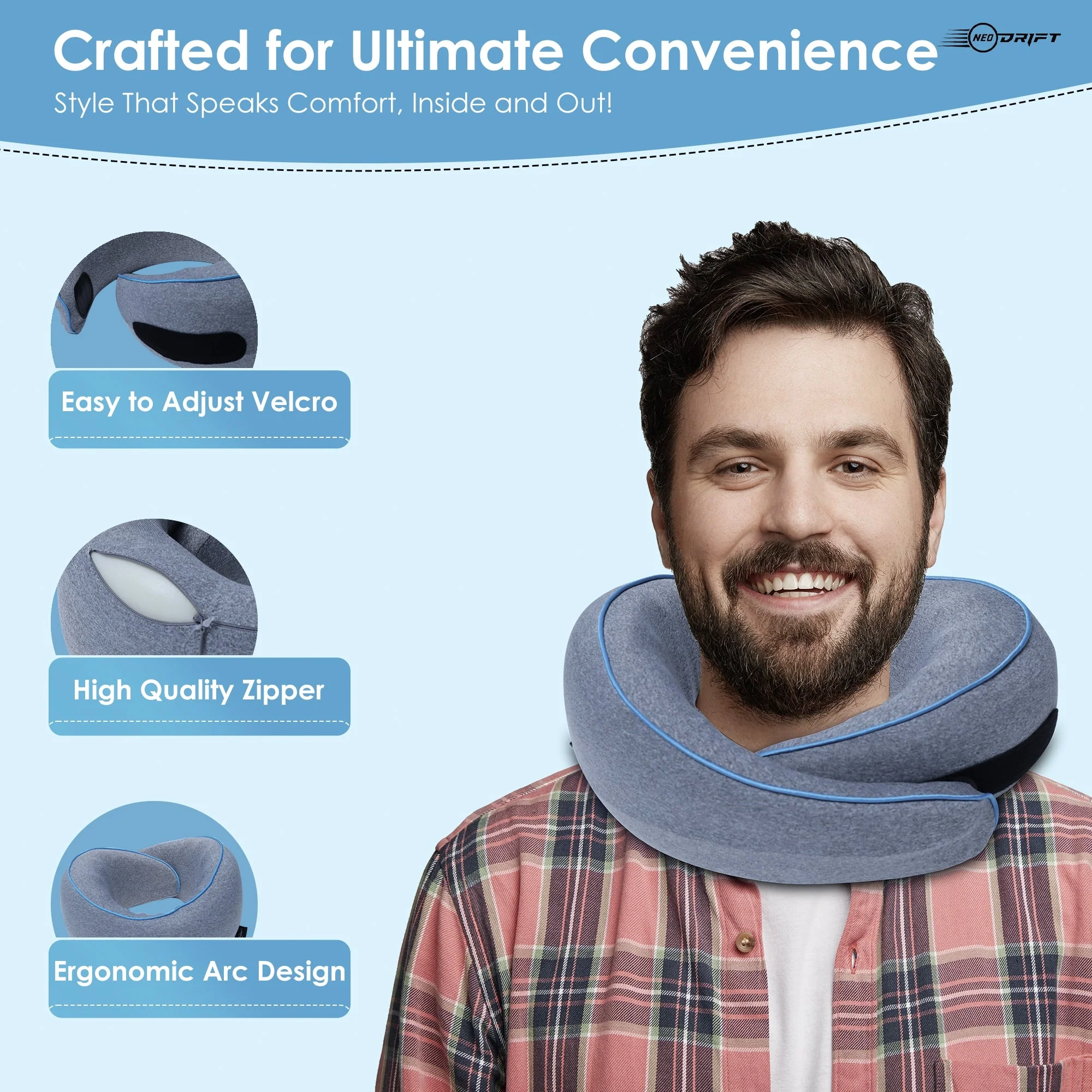 Neodrift Travel Pillow Cushions for Comfortable Sleep & Neck Support (Car, Plane) - Image 86