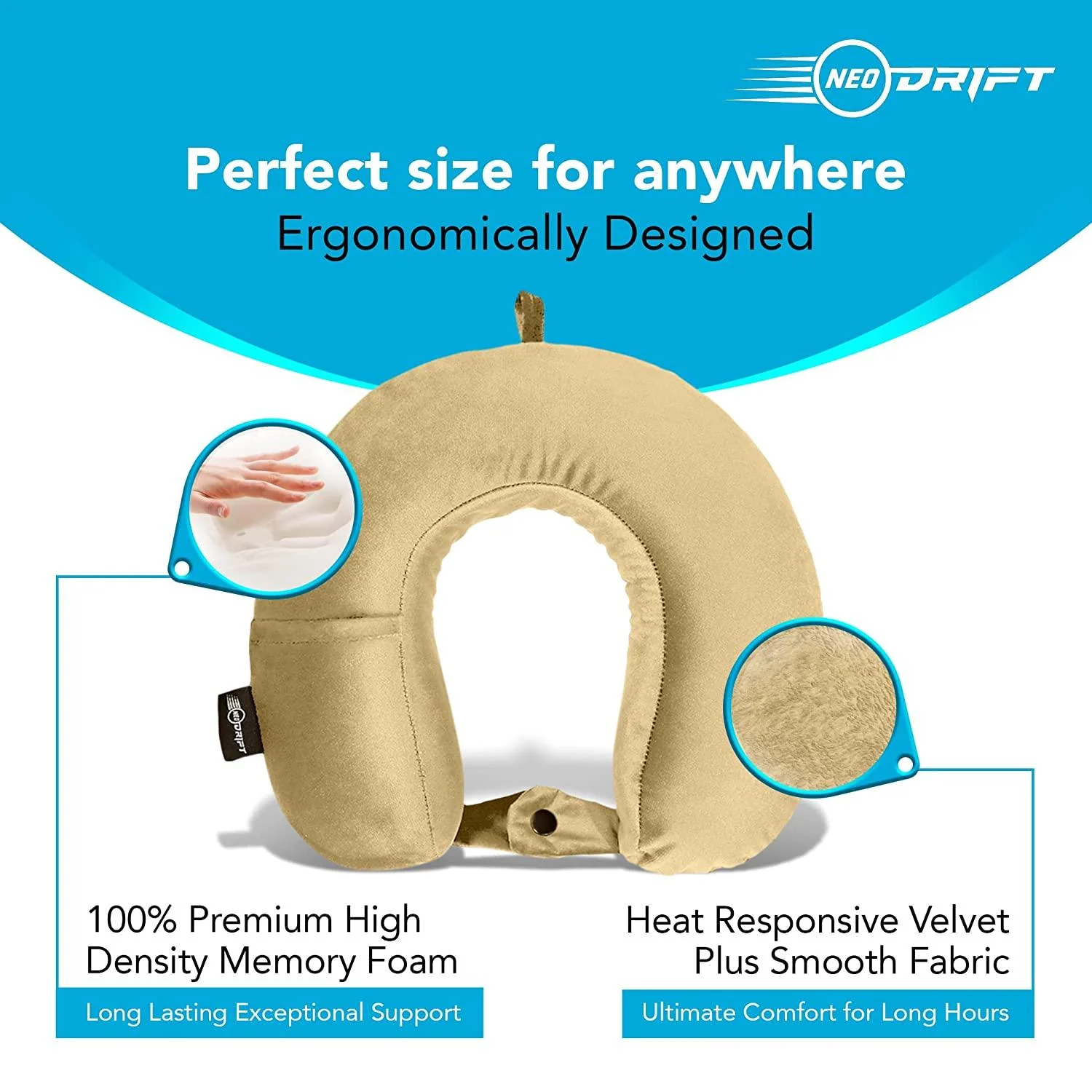 Neodrift Travel Pillow Cushions for Comfortable Sleep & Neck Support (Car, Plane) - Image 9