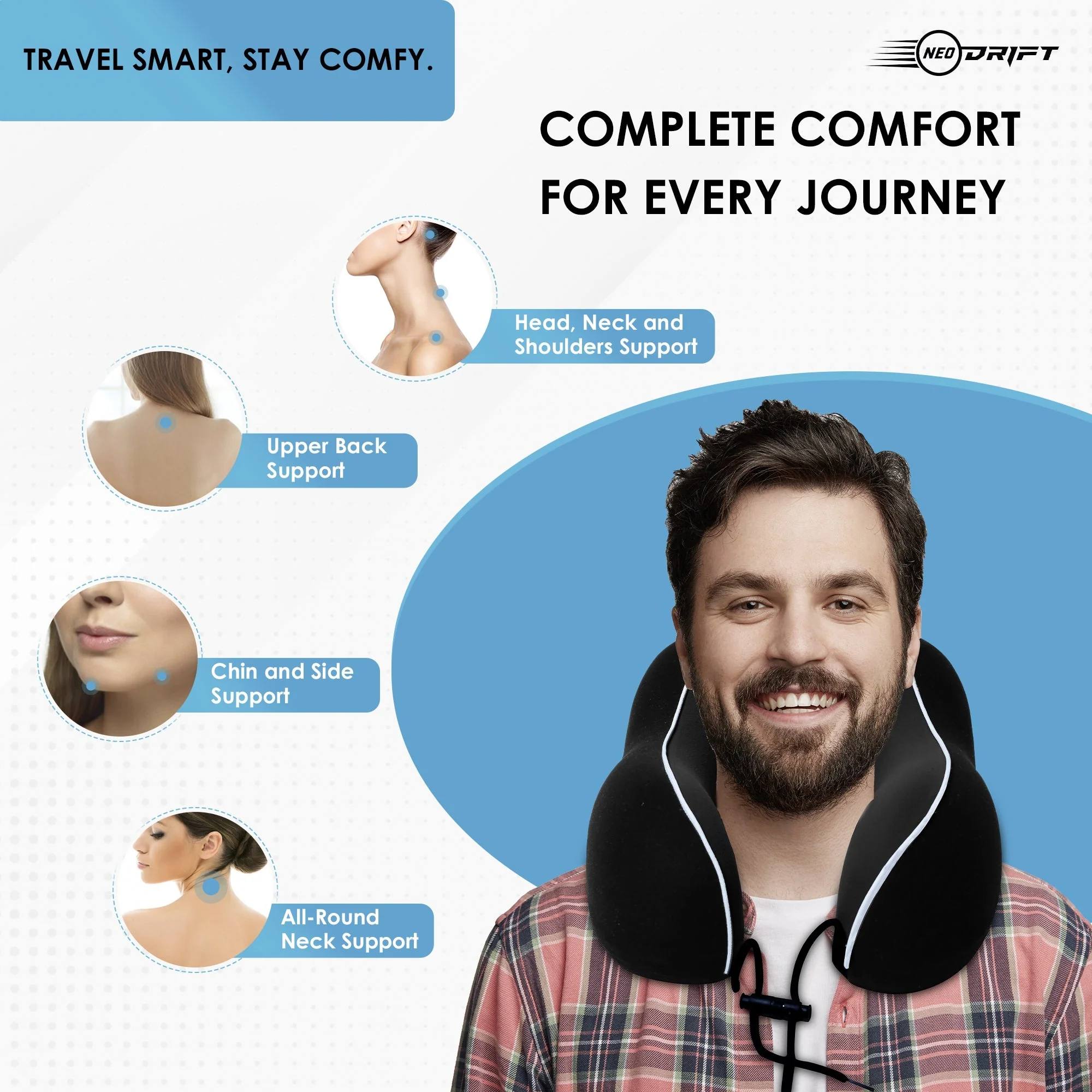 Neodrift Travel Pillow Cushions for Comfortable Sleep & Neck Support (Car, Plane) - Image 90