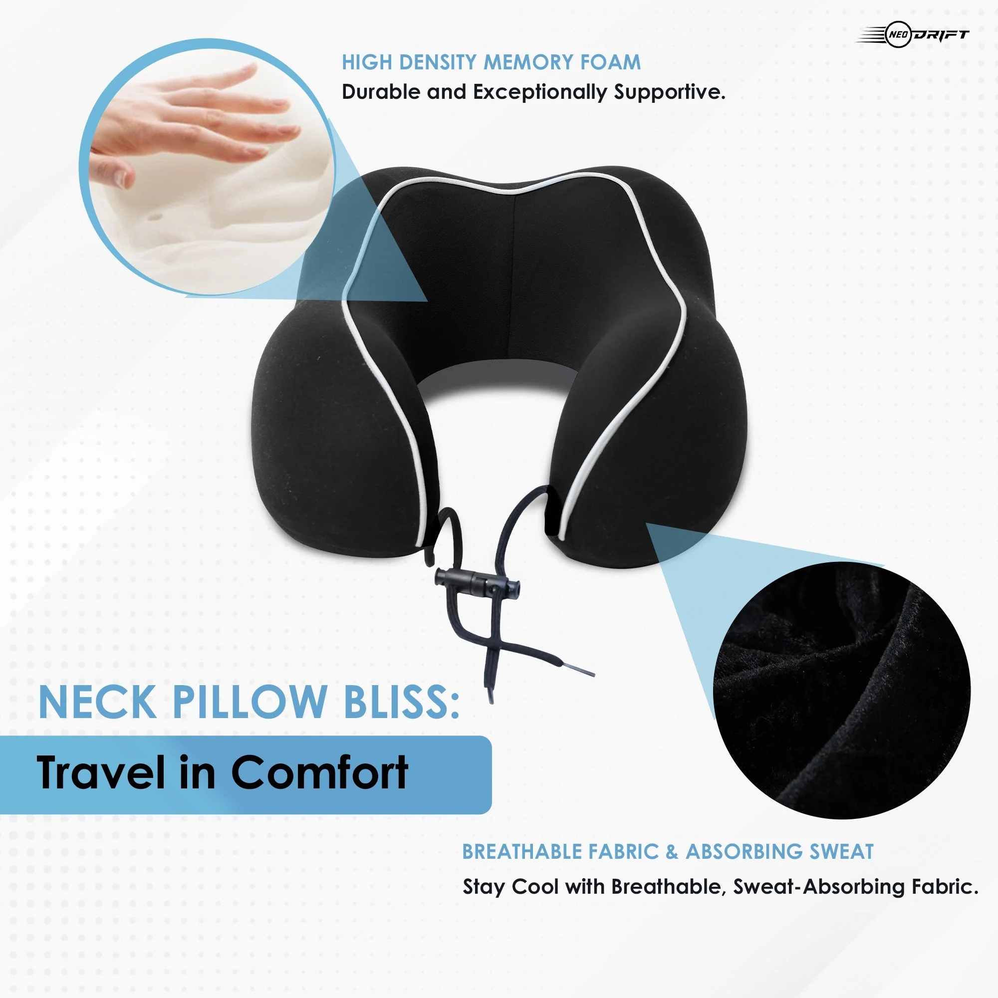 Neodrift Travel Pillow Cushions for Comfortable Sleep & Neck Support (Car, Plane) - Image 92
