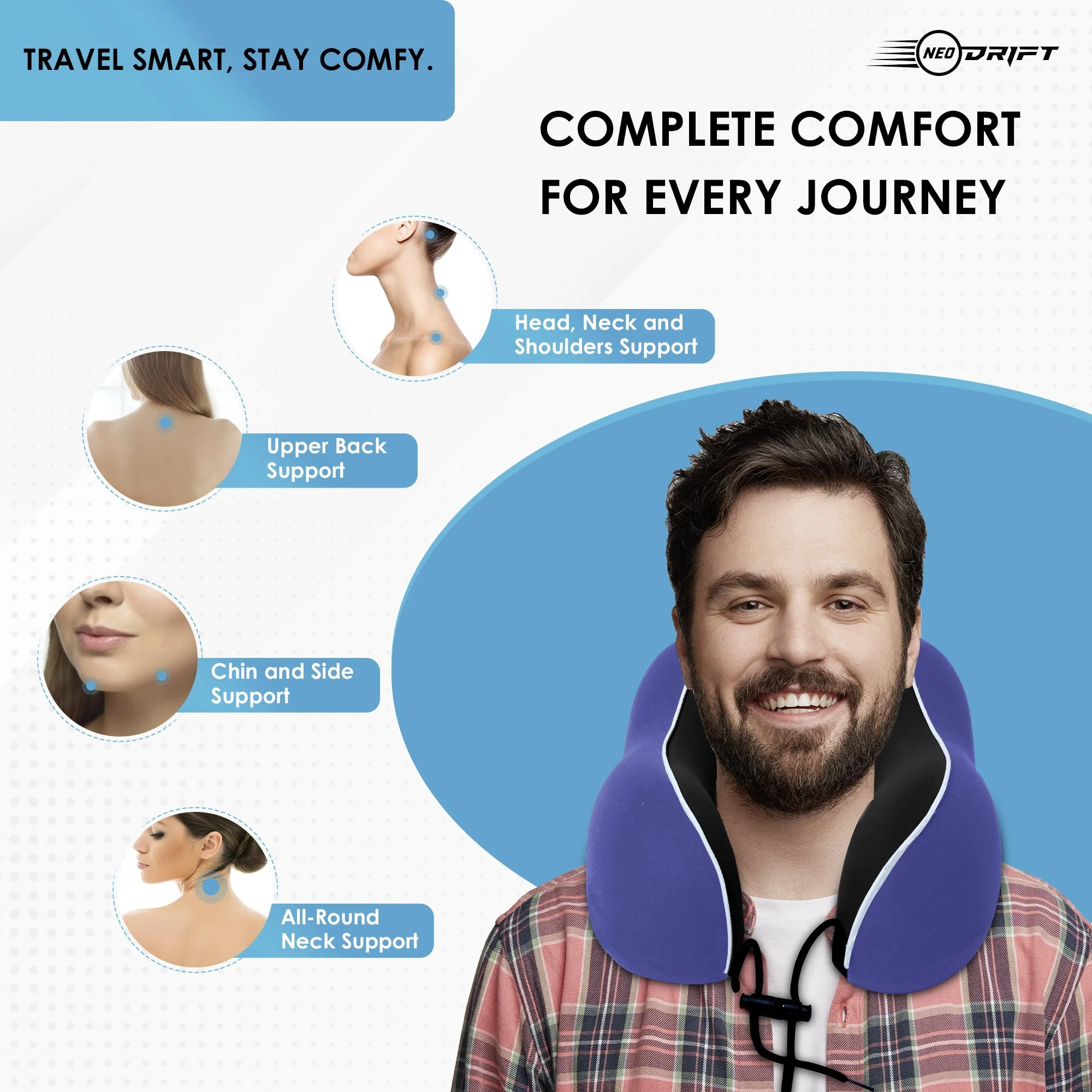 Neodrift Travel Pillow Cushions for Comfortable Sleep & Neck Support (Car, Plane) - Image 95