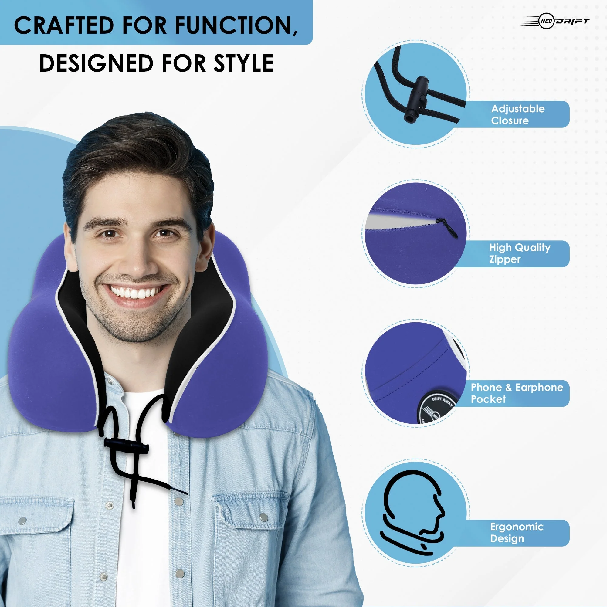 Neodrift Travel Pillow Cushions for Comfortable Sleep & Neck Support (Car, Plane) - Image 96