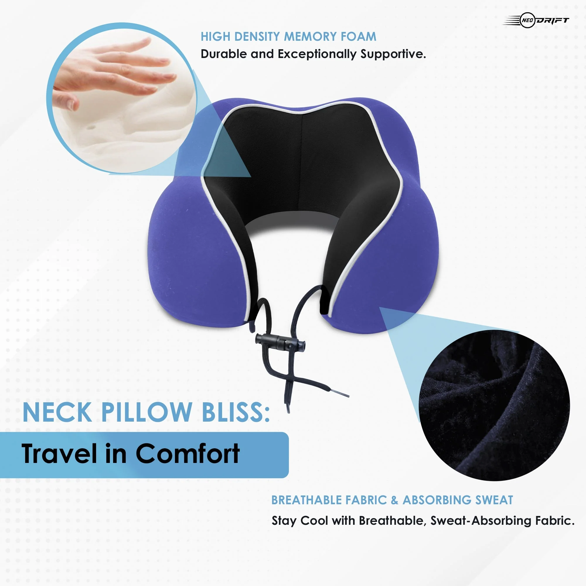 Neodrift Travel Pillow Cushions for Comfortable Sleep & Neck Support (Car, Plane) - Image 97
