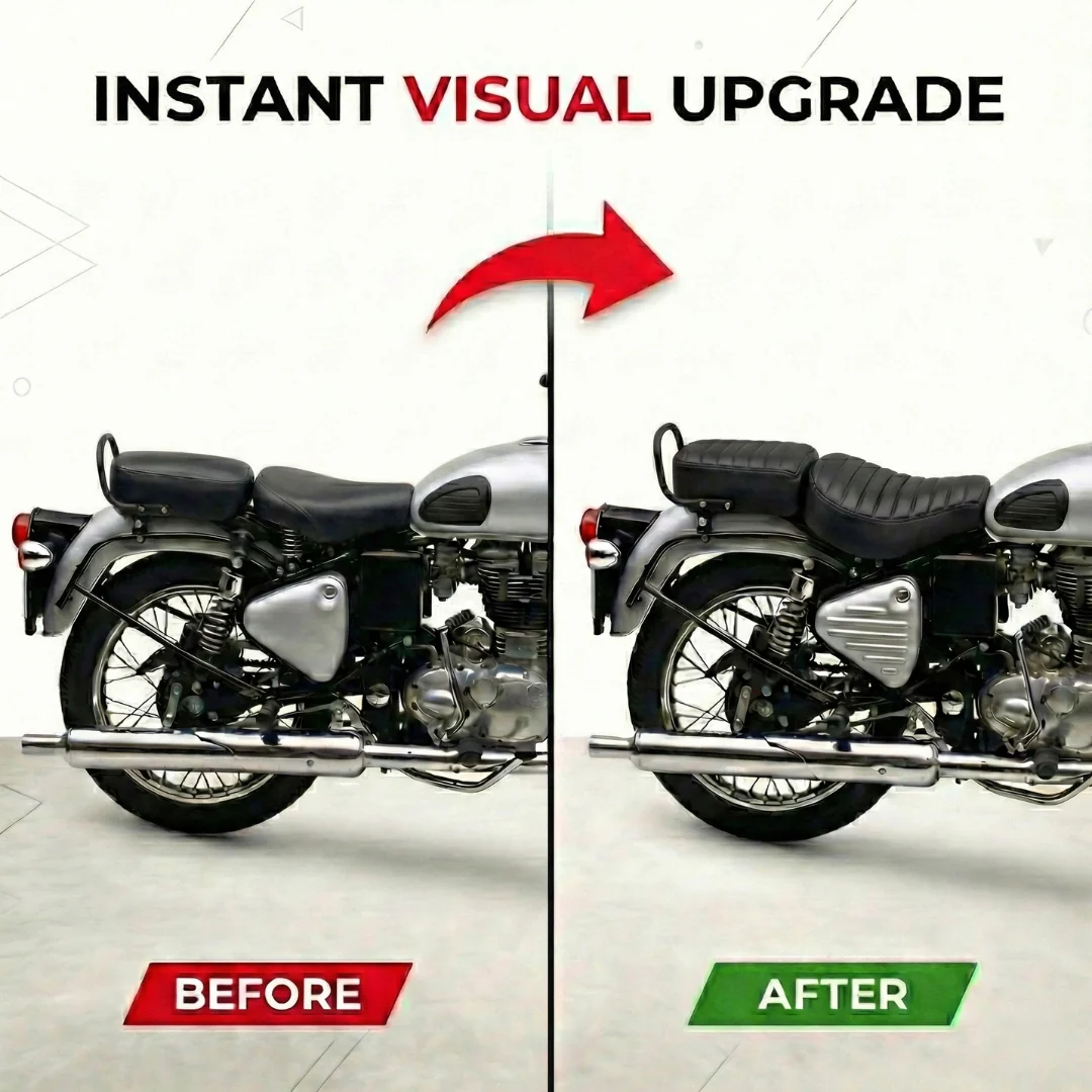 Neodrift Bike Seat Cover For Royal Enfield | Anti-Slip & Shock-Absorbing Design | Water-Resistant | Strip Cushioning | Easy Fit | Saka Art Leather - Image 10