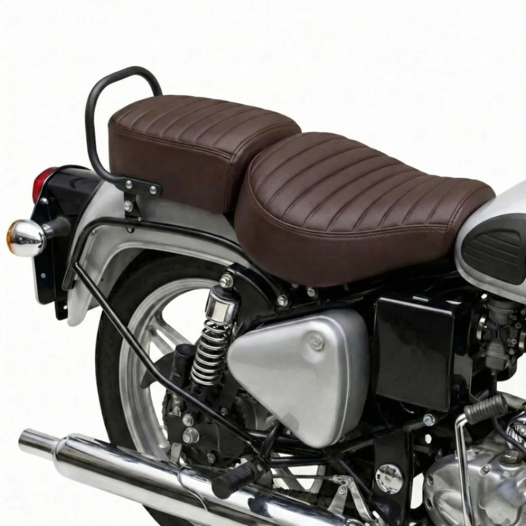 Neodrift Bike Seat Cover For Royal Enfield | Anti-Slip & Shock-Absorbing Design | Water-Resistant | Strip Cushioning | Easy Fit | Saka Art Leather - Image 19