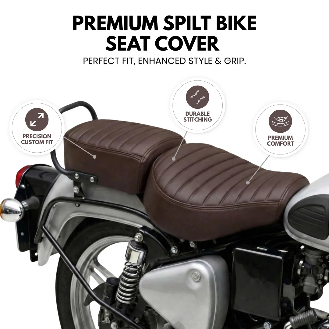 Neodrift Bike Seat Cover For Royal Enfield | Anti-Slip & Shock-Absorbing Design | Water-Resistant | Strip Cushioning | Easy Fit | Saka Art Leather - Image 20