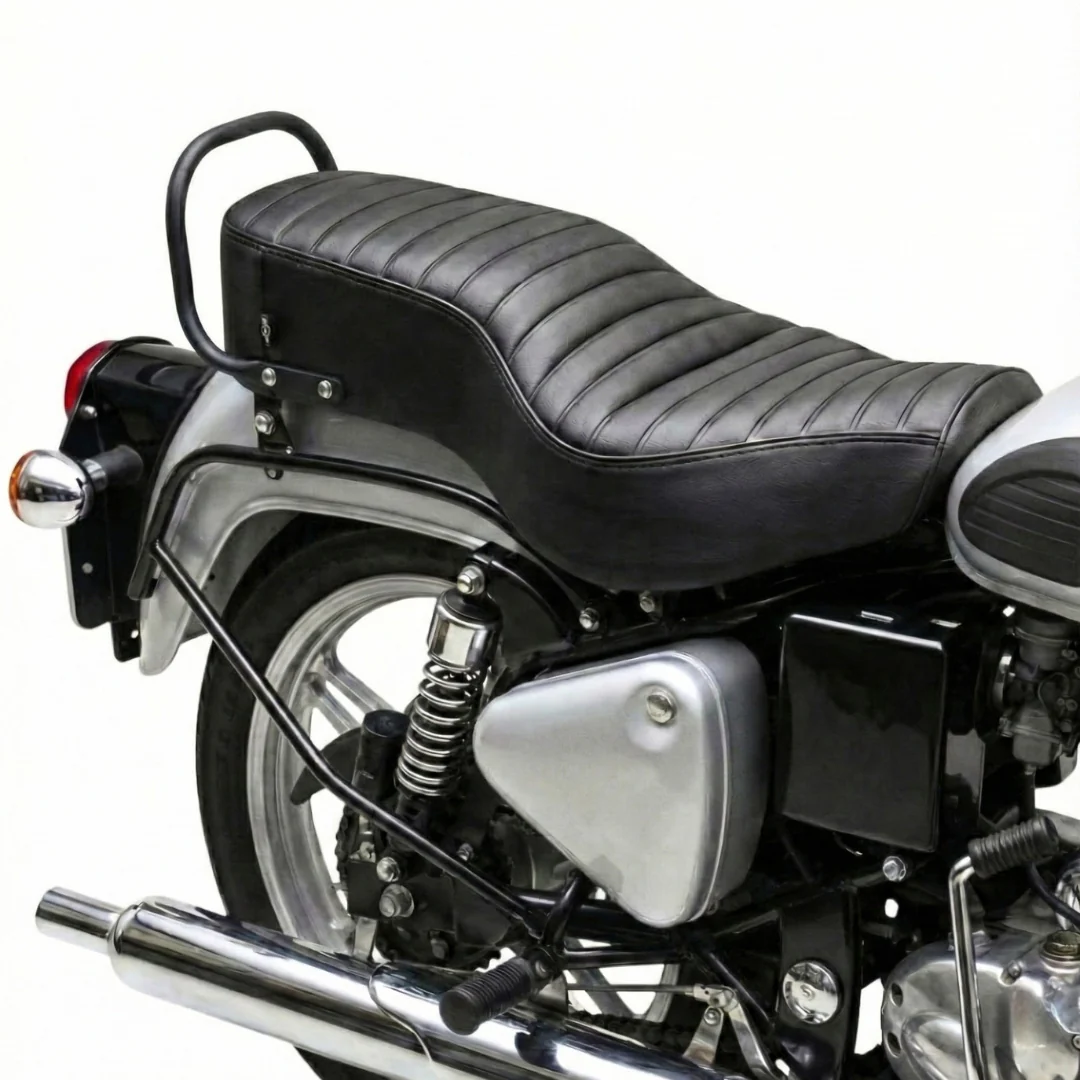 Neodrift Bike Seat Cover for Royal Enfield Bullet 350/360 | Anti-Slip & Shock-Absorbing Design | Water-Resistant | Strip Cushioning | Easy Fit | Saka Art Leather