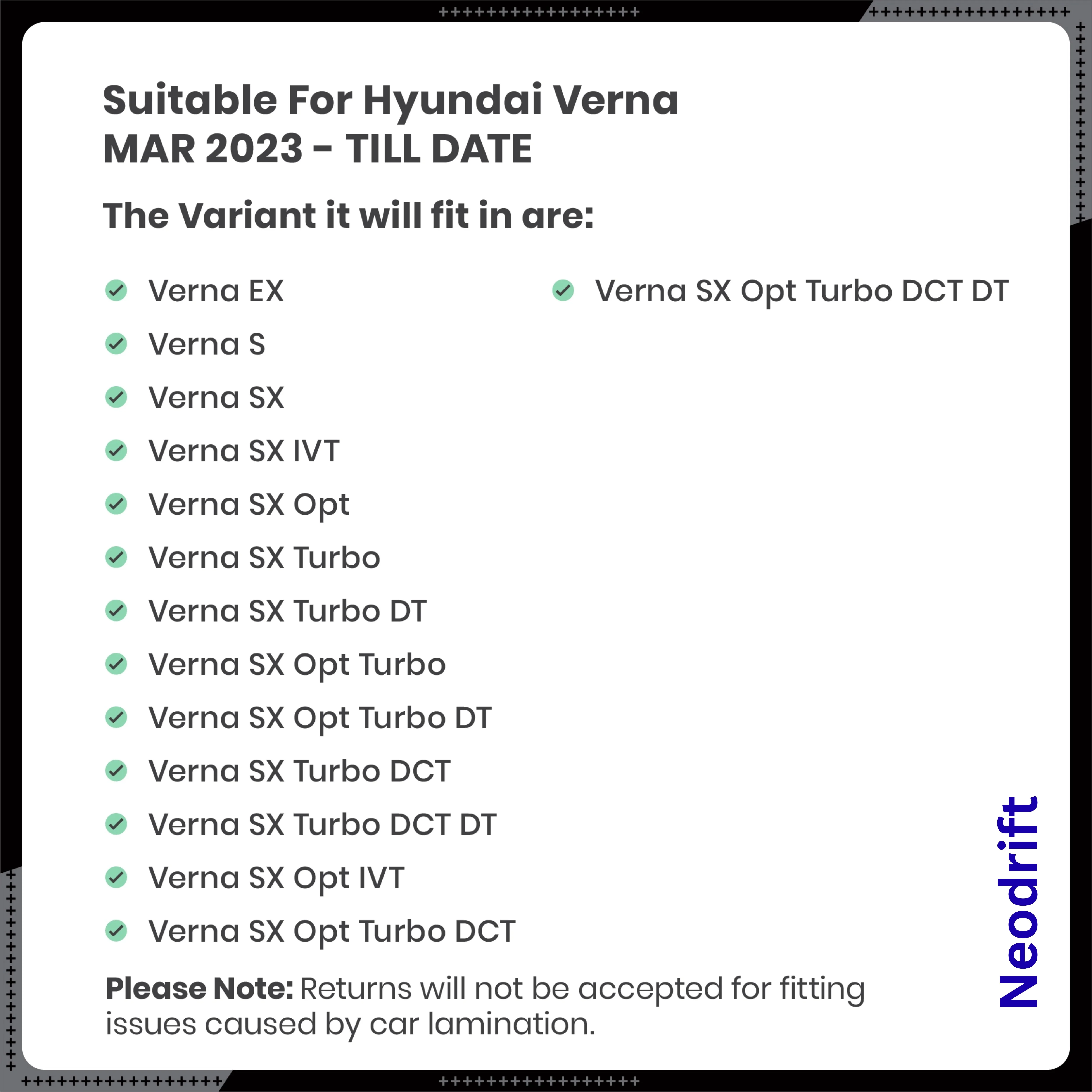 Neodrift - DriftLiner 5D Car Floor Mats for Hyundai Verna - Regular (Set of 4) - Image 8