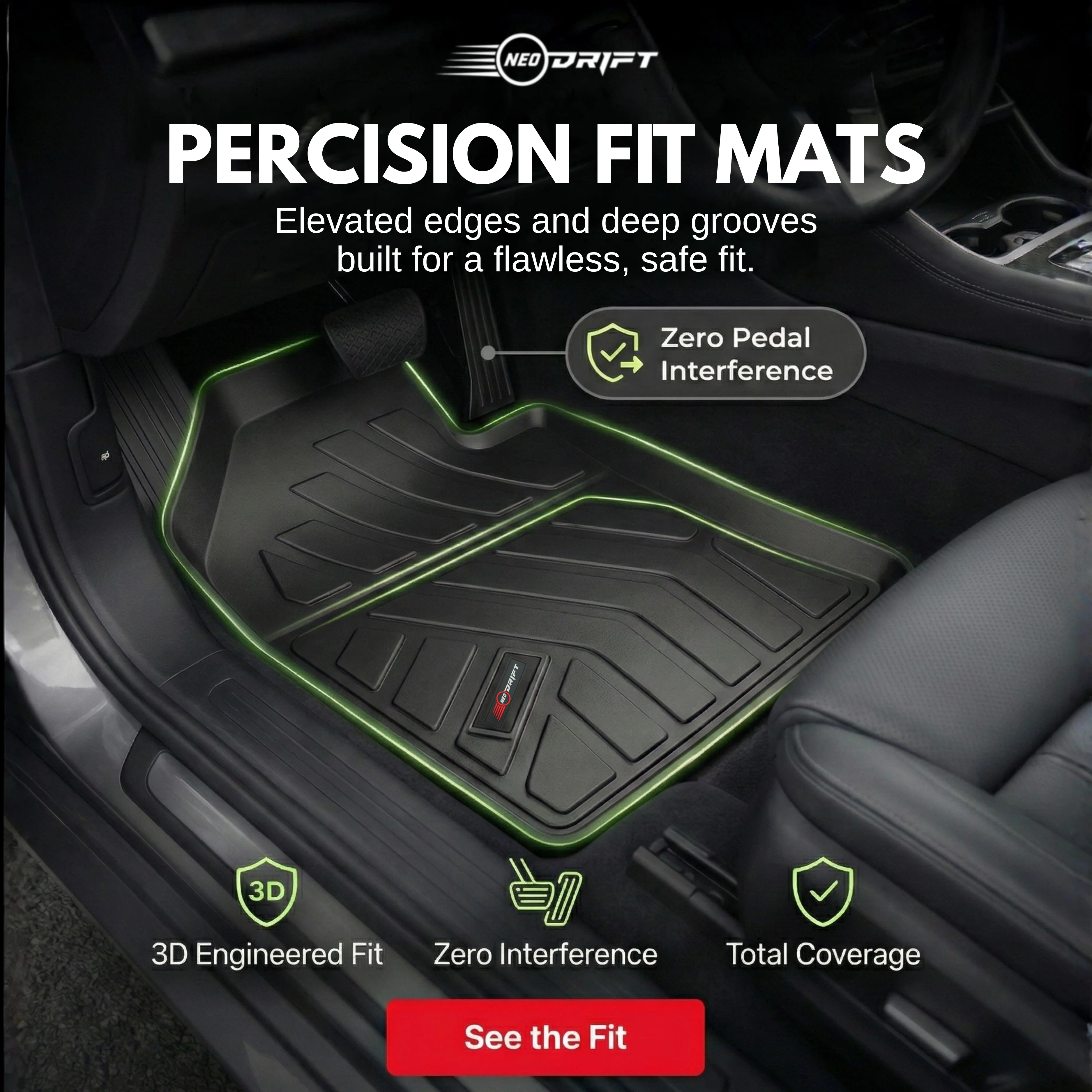 Neodrift - DriftLiner 5D Car Floor Mats For Mahindra XEV 9E - Regular (Set of 4) - Image 3