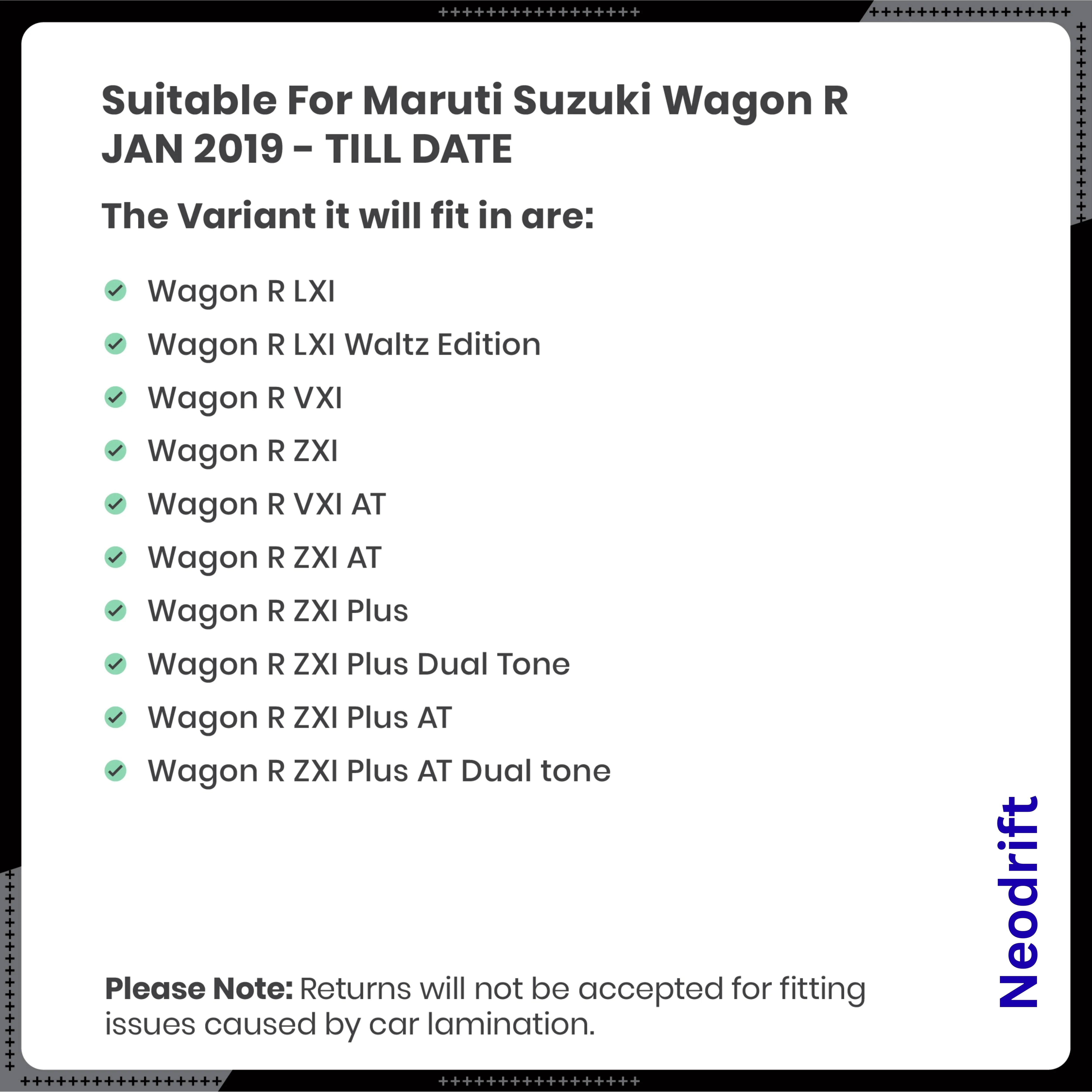 Neodrift - DriftLiner 5D Car Floor Mats for Maruti Suzuki WagonR - Regular (Set of 4) - Image 8