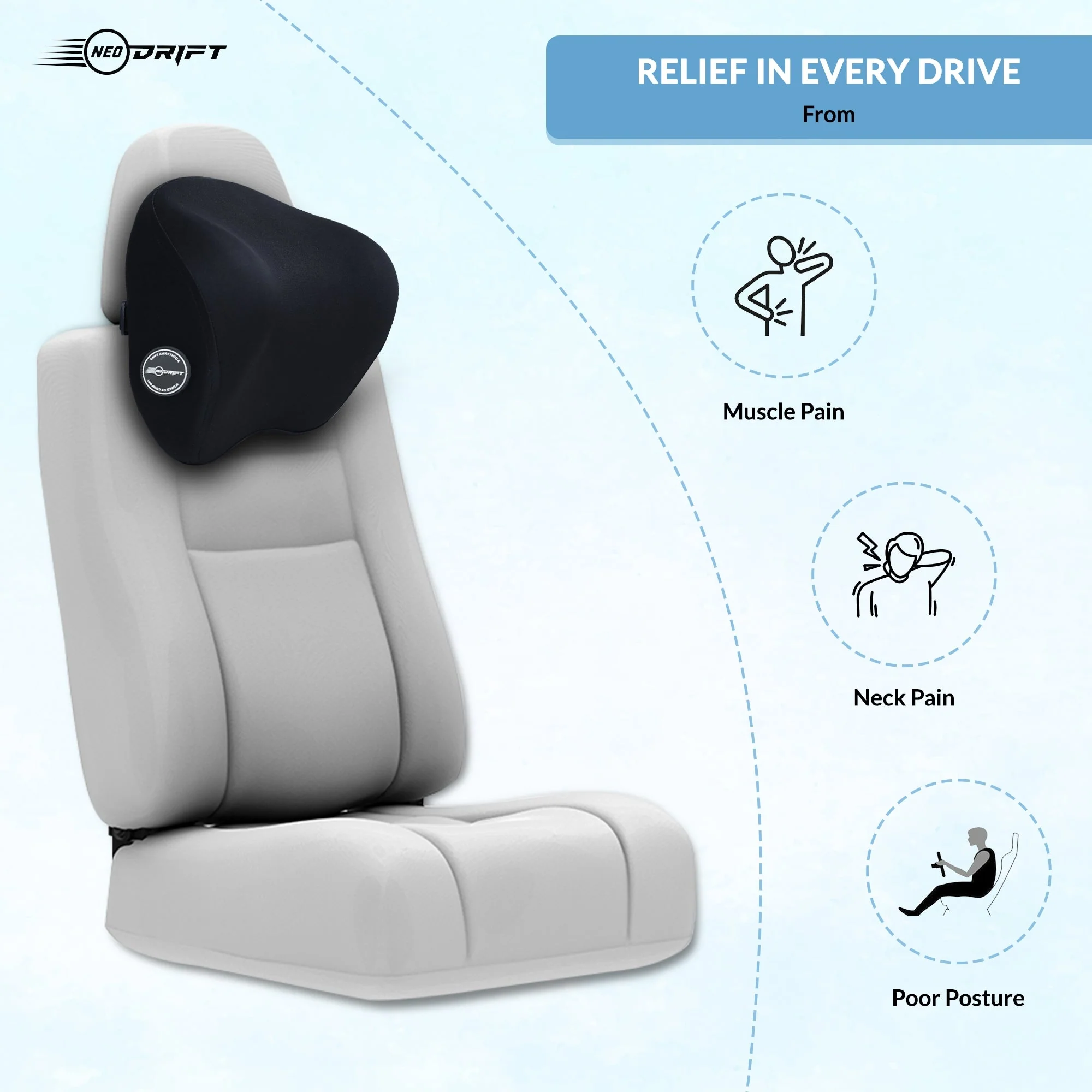 Neodrift Neck Cushions for Neck Support in Car/Office Seat - Image 5
