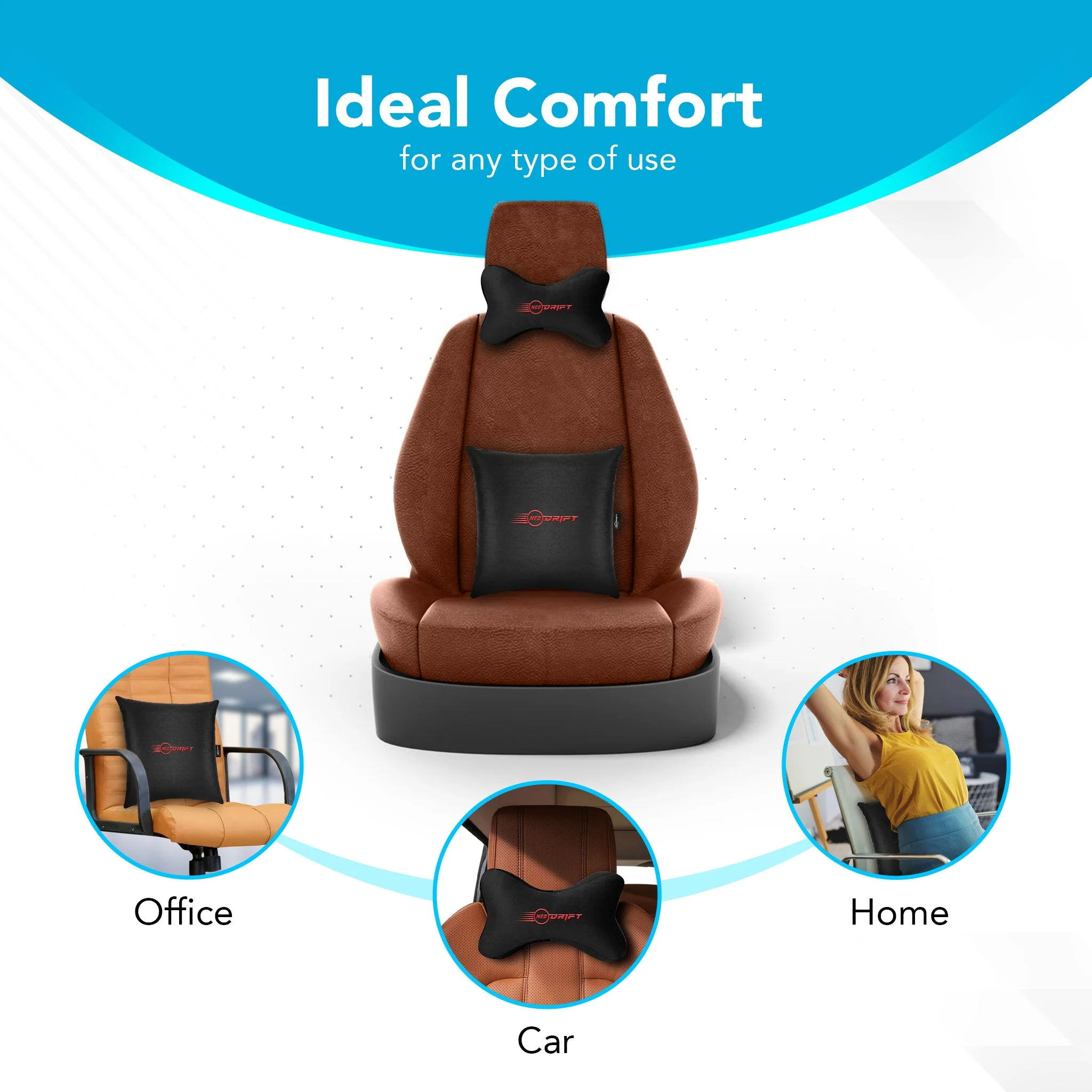 Neodrift COMBOS 'Neo-Kit' for Neck Support & Back Support in Car/Office Seat - Image 12