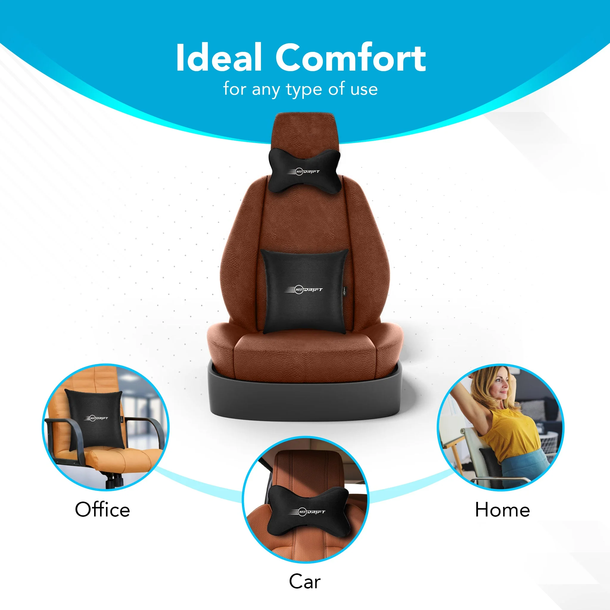 Neodrift COMBOS 'Neo-Kit' for Neck Support & Back Support in Car/Office Seat - Image 19