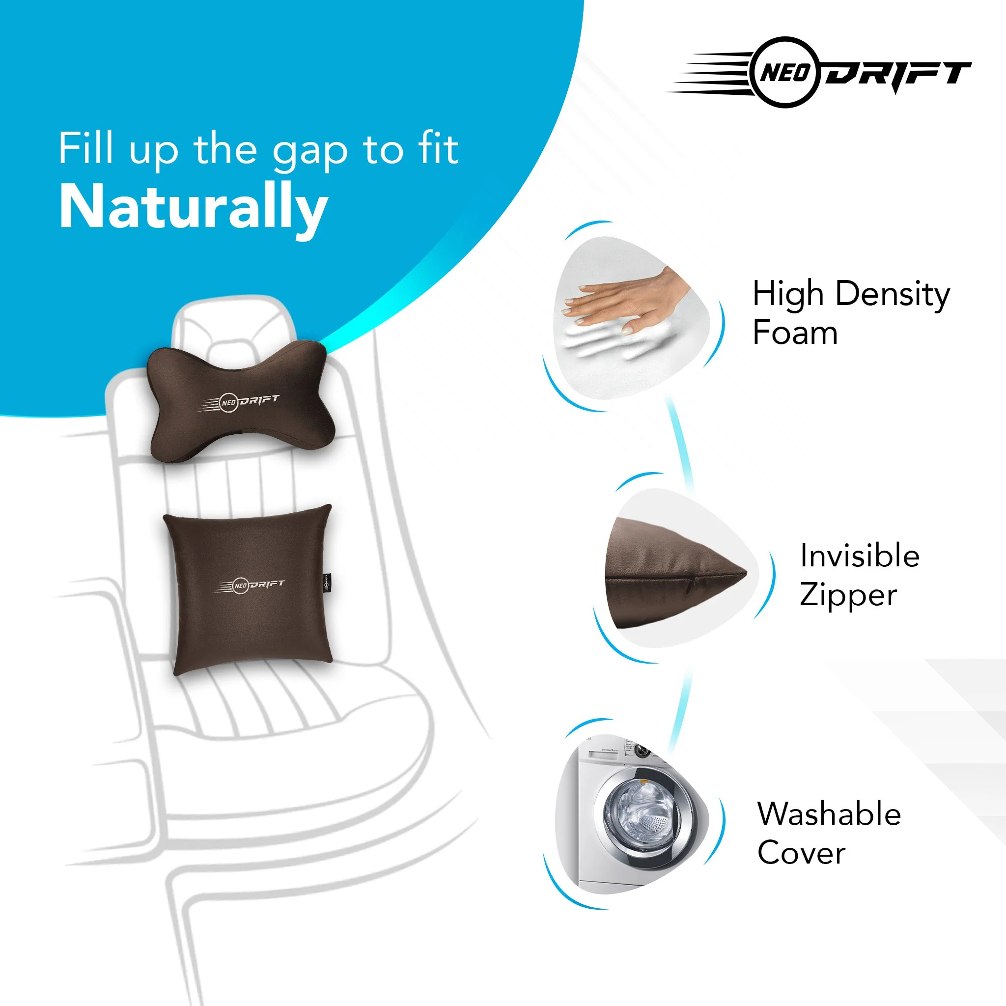 Neodrift COMBOS 'Neo-Kit' for Neck Support & Back Support in Car/Office Seat - Image 31